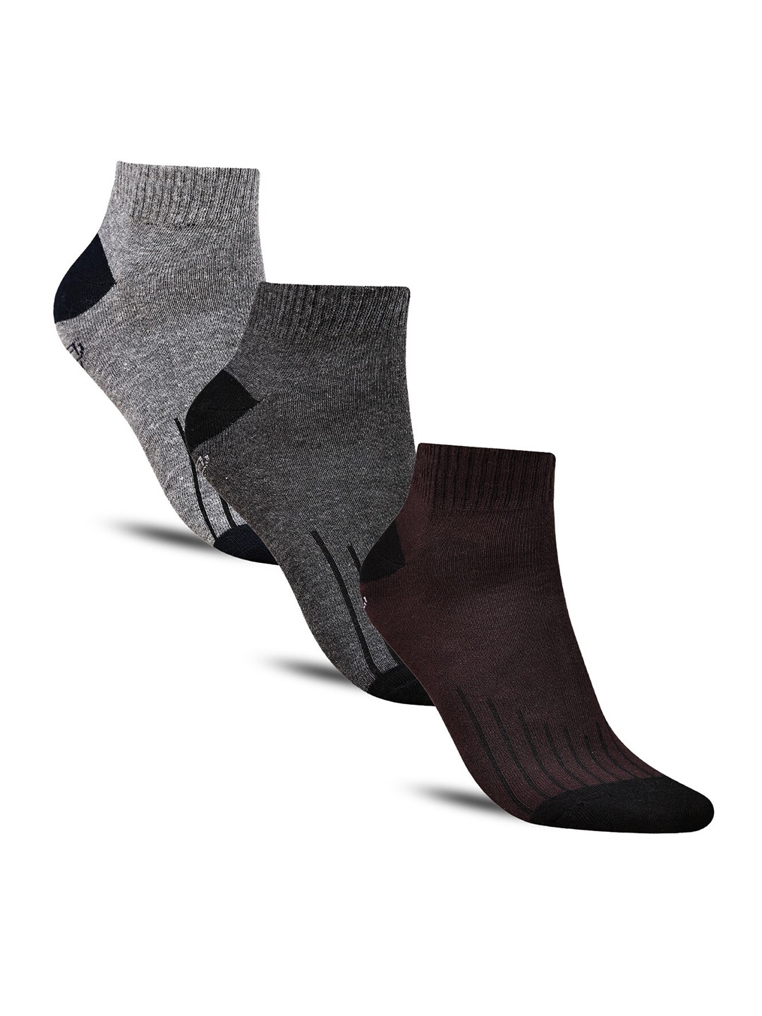 

Dollar Socks Men Pack Of 3 Pure Cotton Ankle-Length Socks, Grey