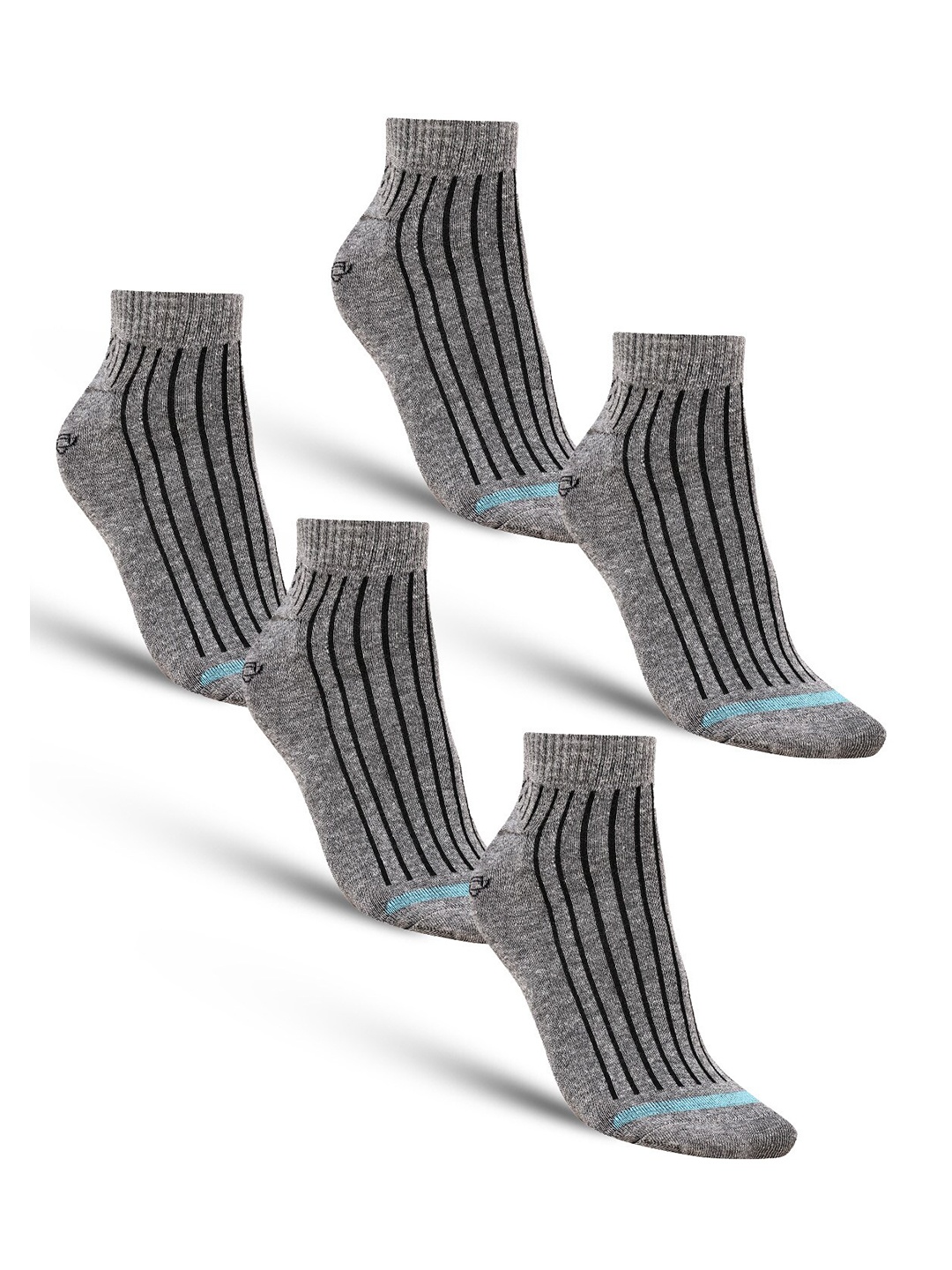 

Dollar Socks Men Pack Of 5 Striped Pure Cotton Ankle Length Socks, Grey