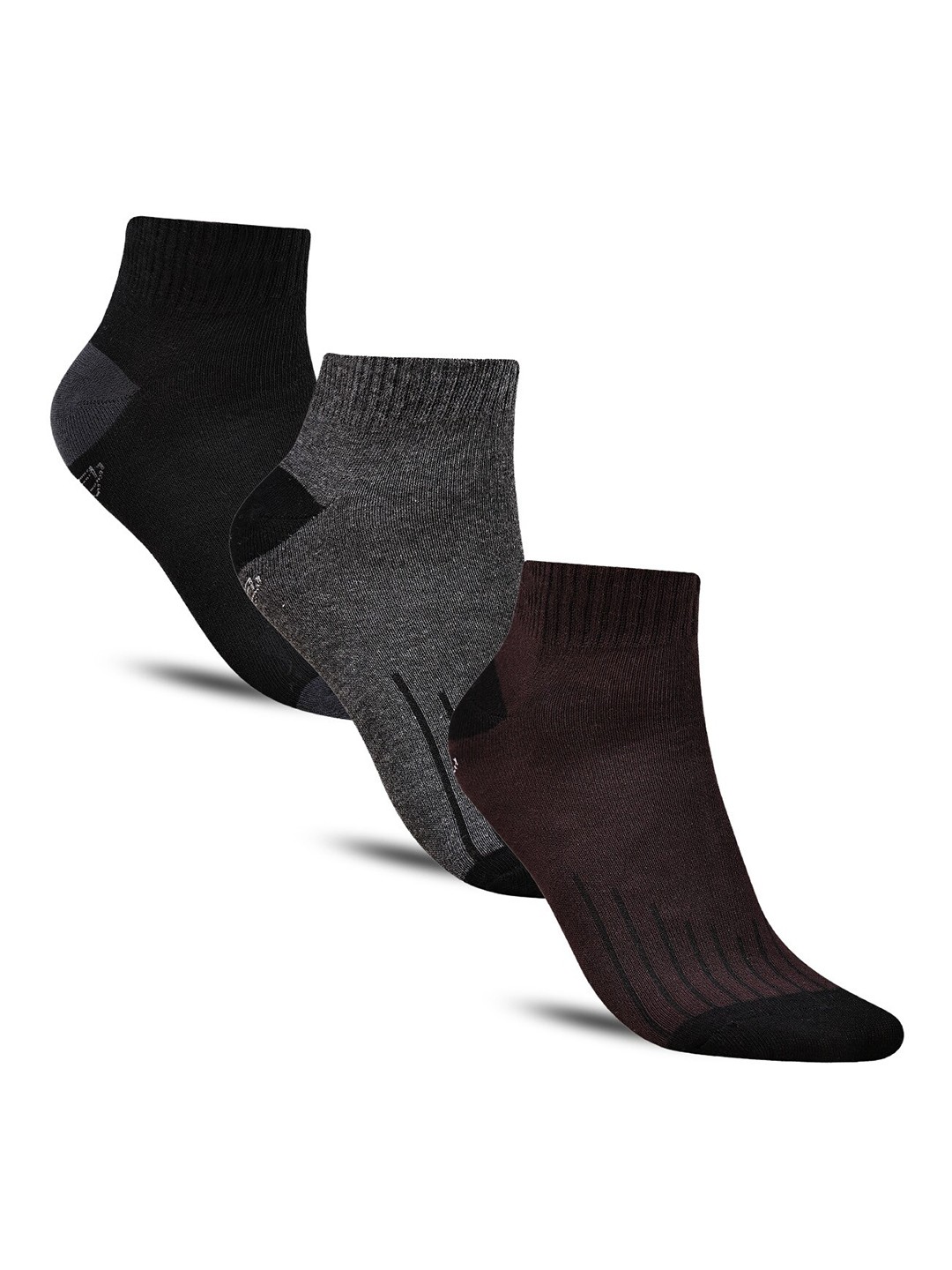 

Dollar Socks Men Pack Of 3 Patterned Pure Cotton Ankle Length Socks, Black