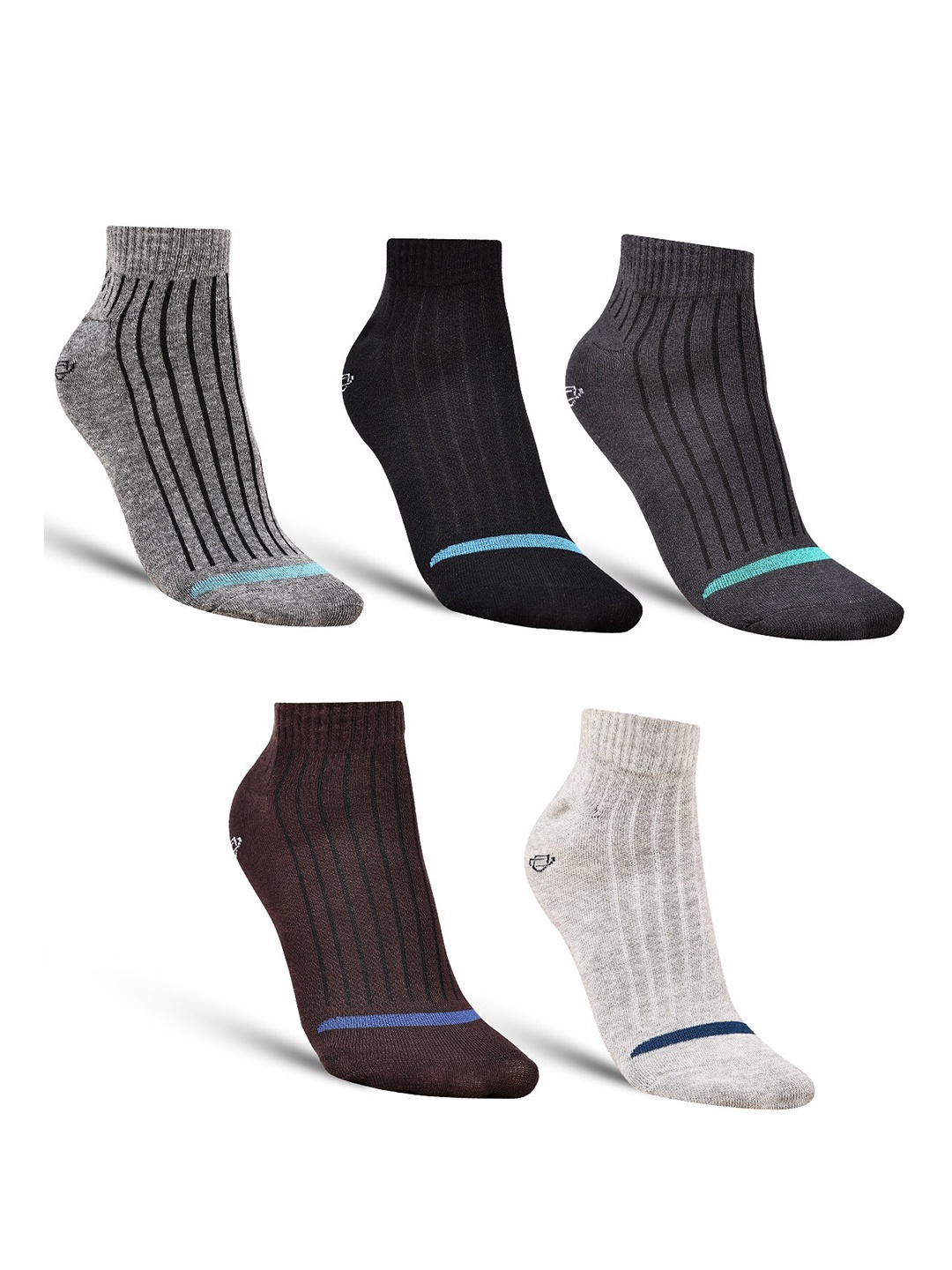 

Dollar Socks Men Pack Of 5 Striped Ankle-Length Socks, Grey