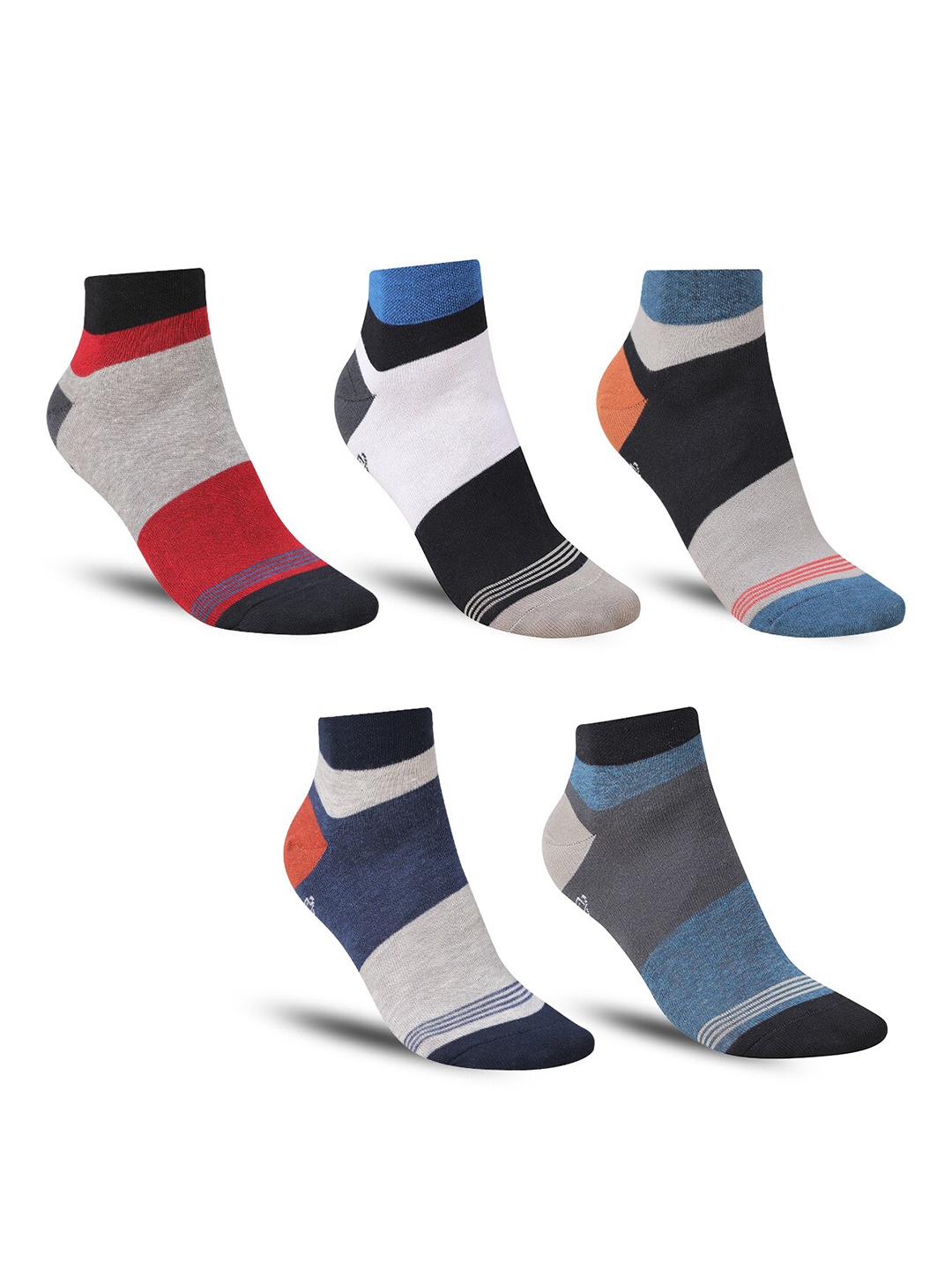 Dollar Socks Men Pack Of 5 Colourblocked Ankle-length Socks, White