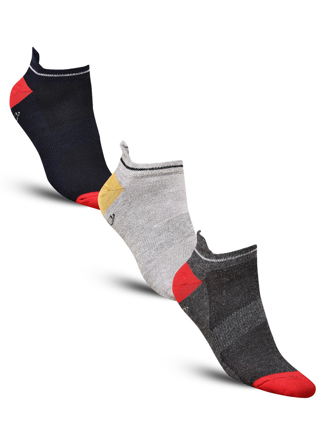 

Dollar Socks Men Pack Of 3 Patterned Pure Cotton Ankle-Length Socks, Black