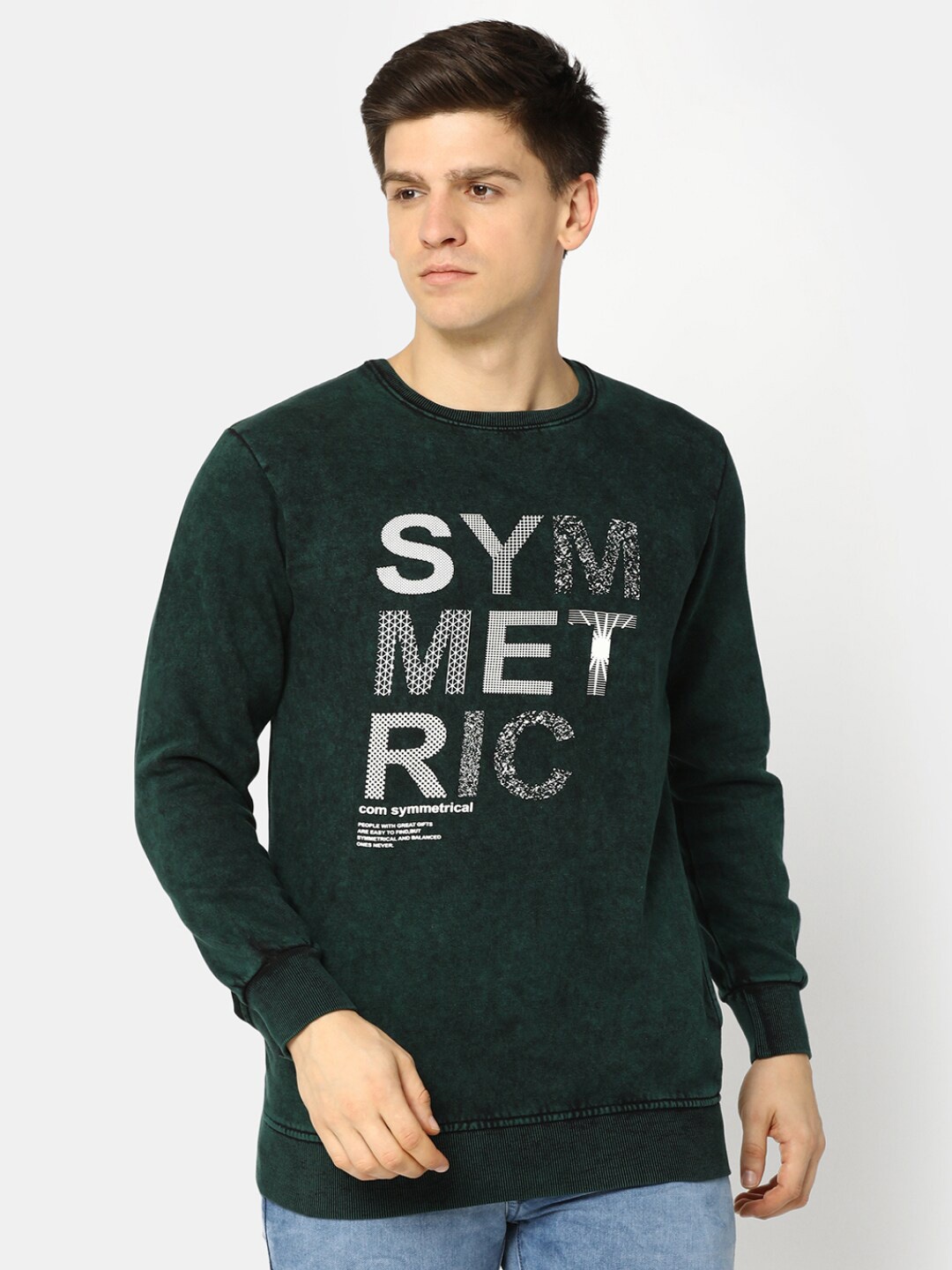 

V-Mart Typography Printed Cotton Sweatshirt, Green