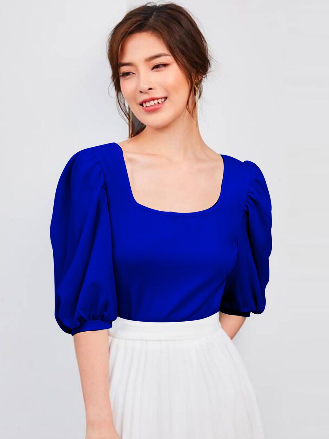 

Dream Beauty Fashion Scoop Neck Puff Sleeve Top, Blue