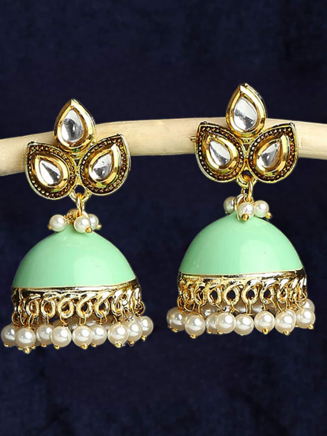 

OOMPH Dome Shaped Jhumkas, Green