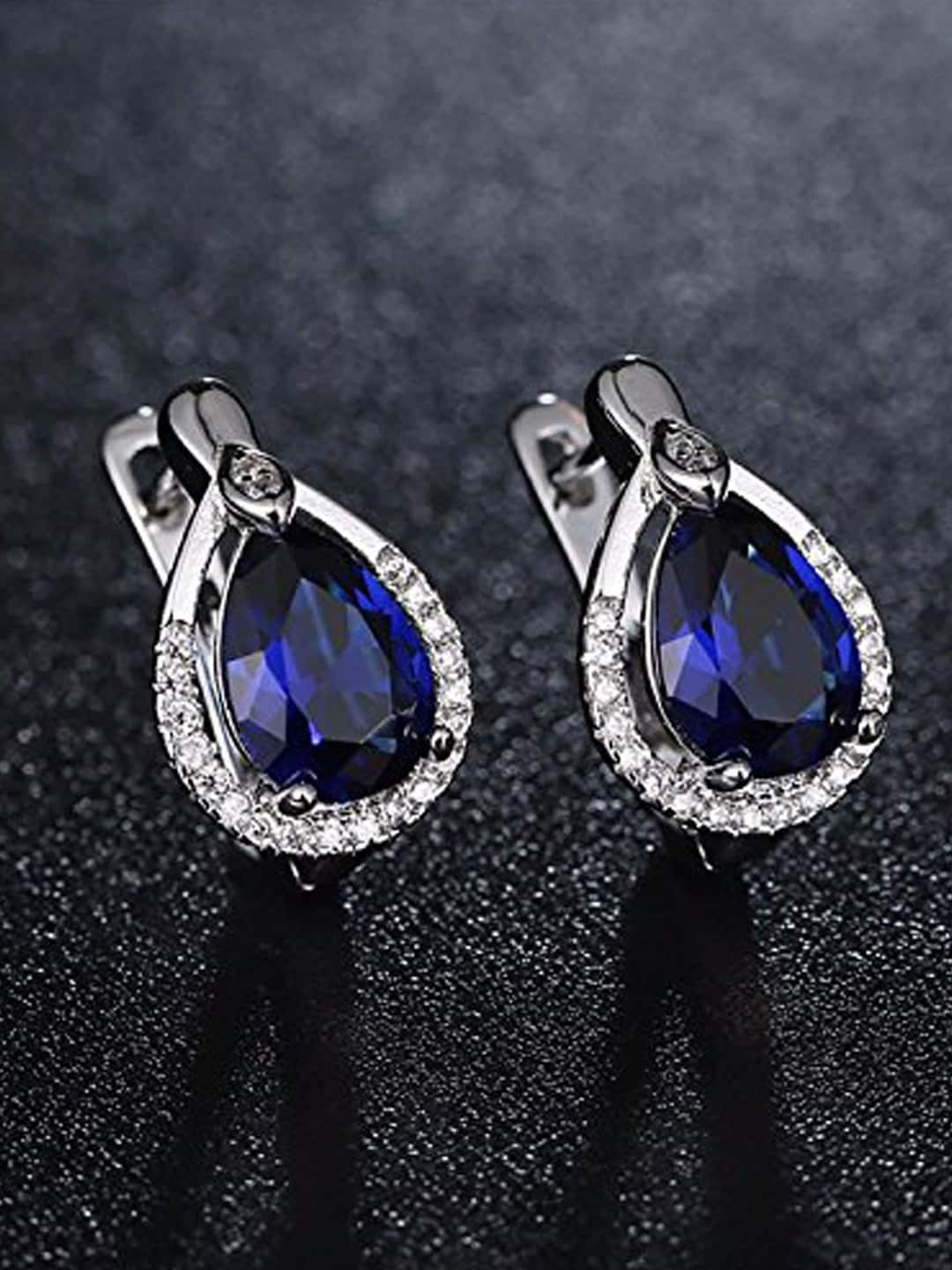 

OOMPH Cubic Zirconia Teardrop Shaped Studs Earrings, Silver