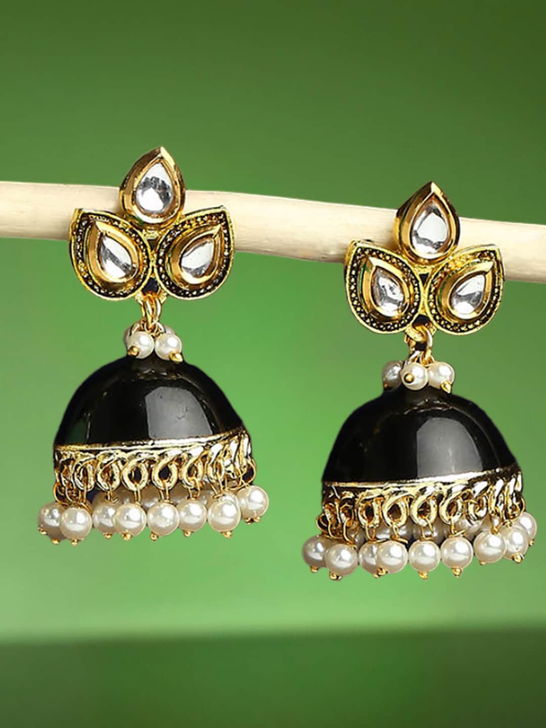 

OOMPH Meenakari & Kundan Design Dome Shaped Jhumkas, Gold