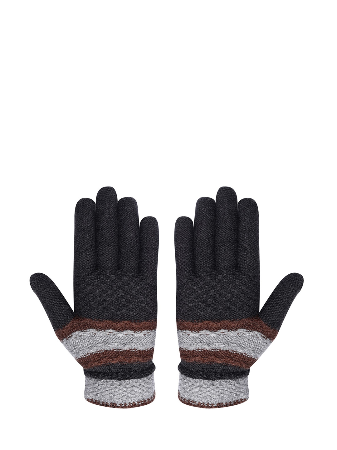 

LOOM LEGACY Men Patterned Winter Acrylic Gloves, Black