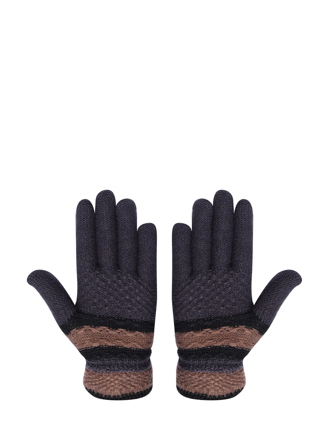 

LOOM LEGACY Men Patterned Winter Acrylic Woollen Hand Gloves, Grey