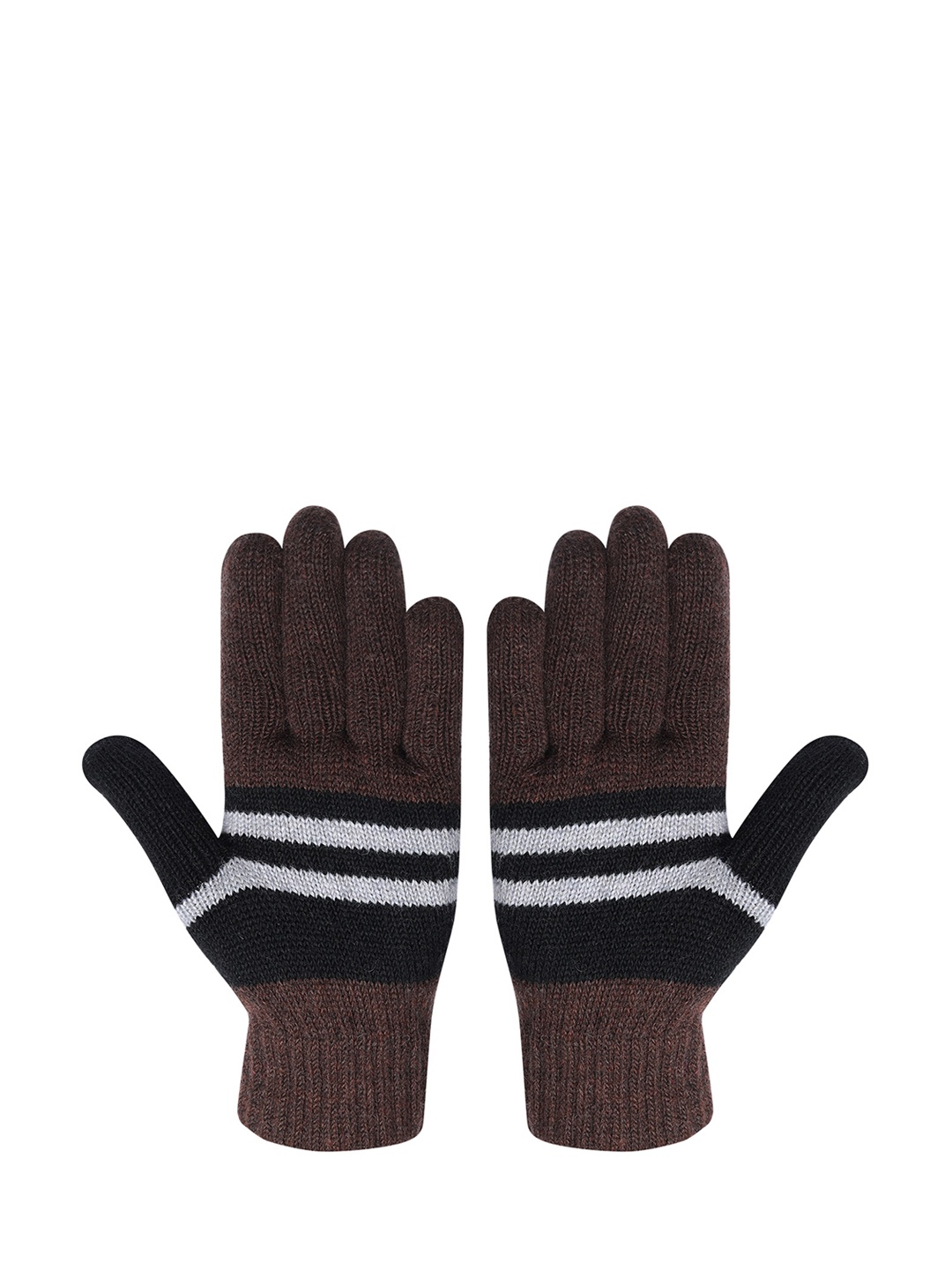 

LOOM LEGACY Men Patterned Winter Acrylic Woollen Hand Gloves, Brown