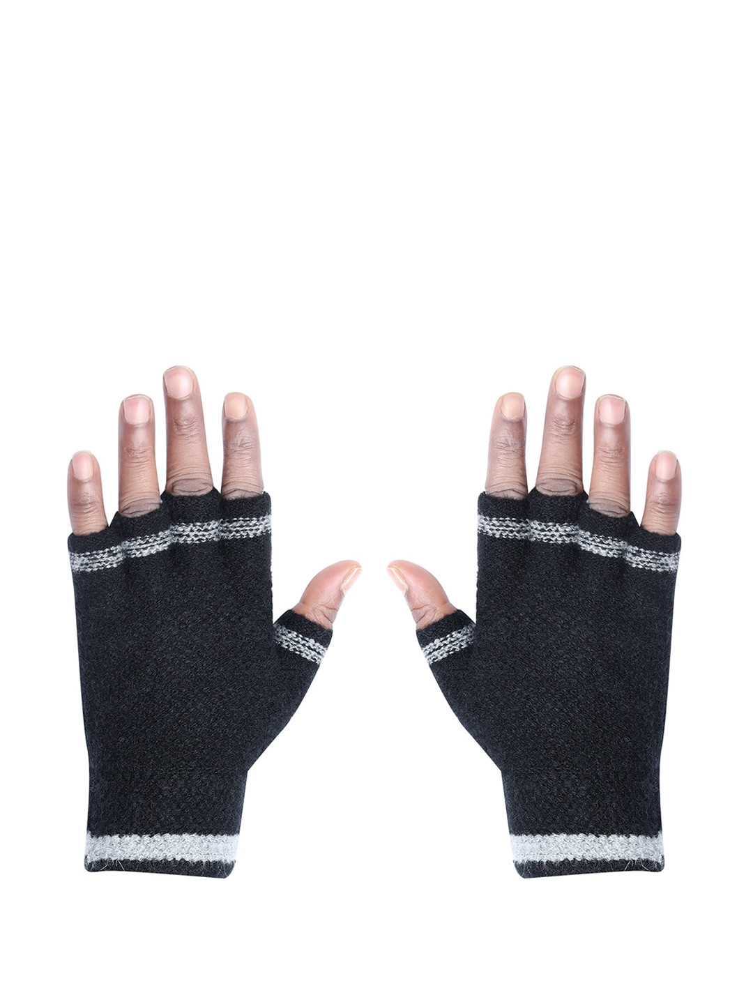 

LOOM LEGACY Men Patterned Winter Acrylic Woollen Hand Gloves, Black