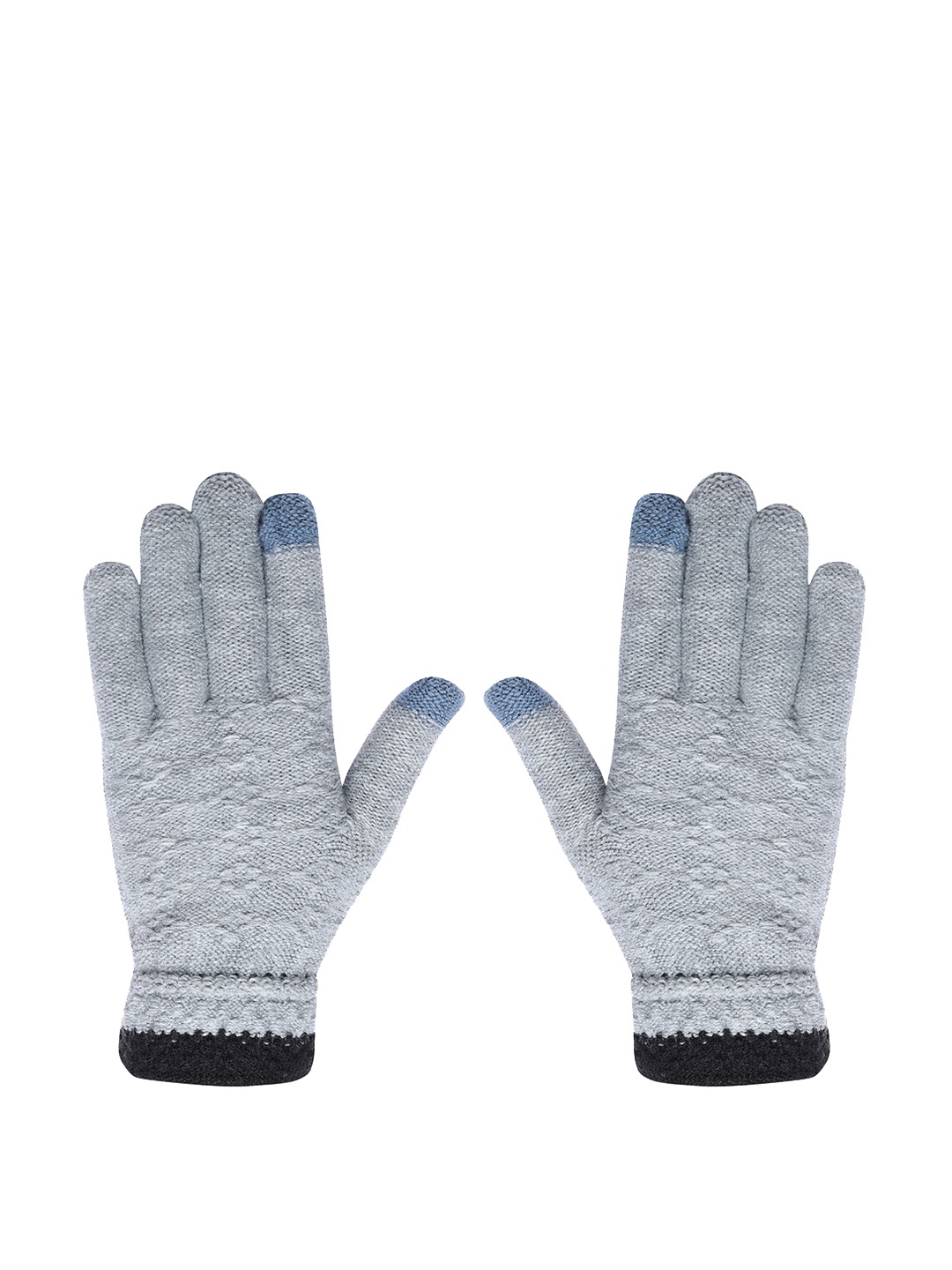 

LOOM LEGACY Men Solid Design Winter Acrylic Woolen Hand Gloves, Grey
