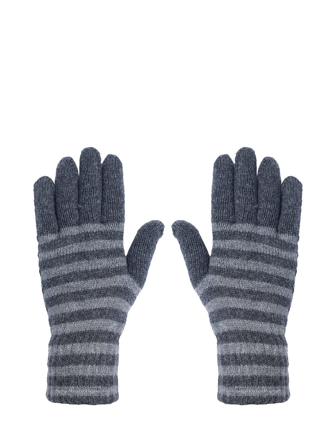 

LOOM LEGACY Men Patterned Winter Acrylic Woollen Gloves, Grey melange