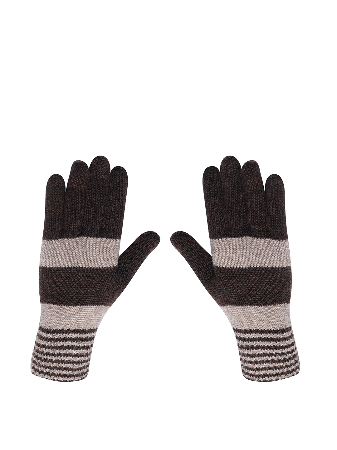 

LOOM LEGACY Men Patterned Winter Acrylic Woollen Gloves, Brown