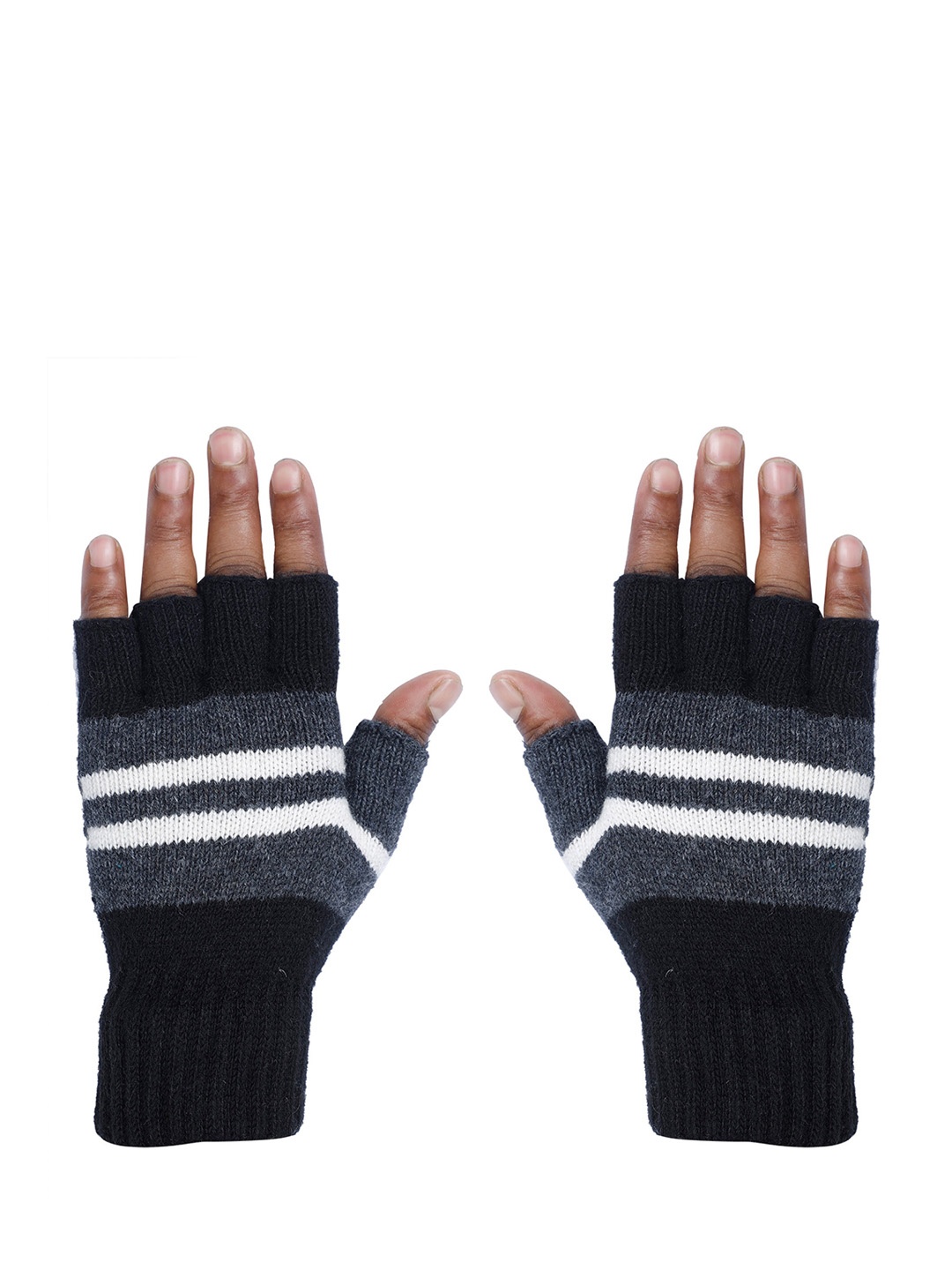 

LOOM LEGACY Men Patterned Winter Acrylic Gloves, Black