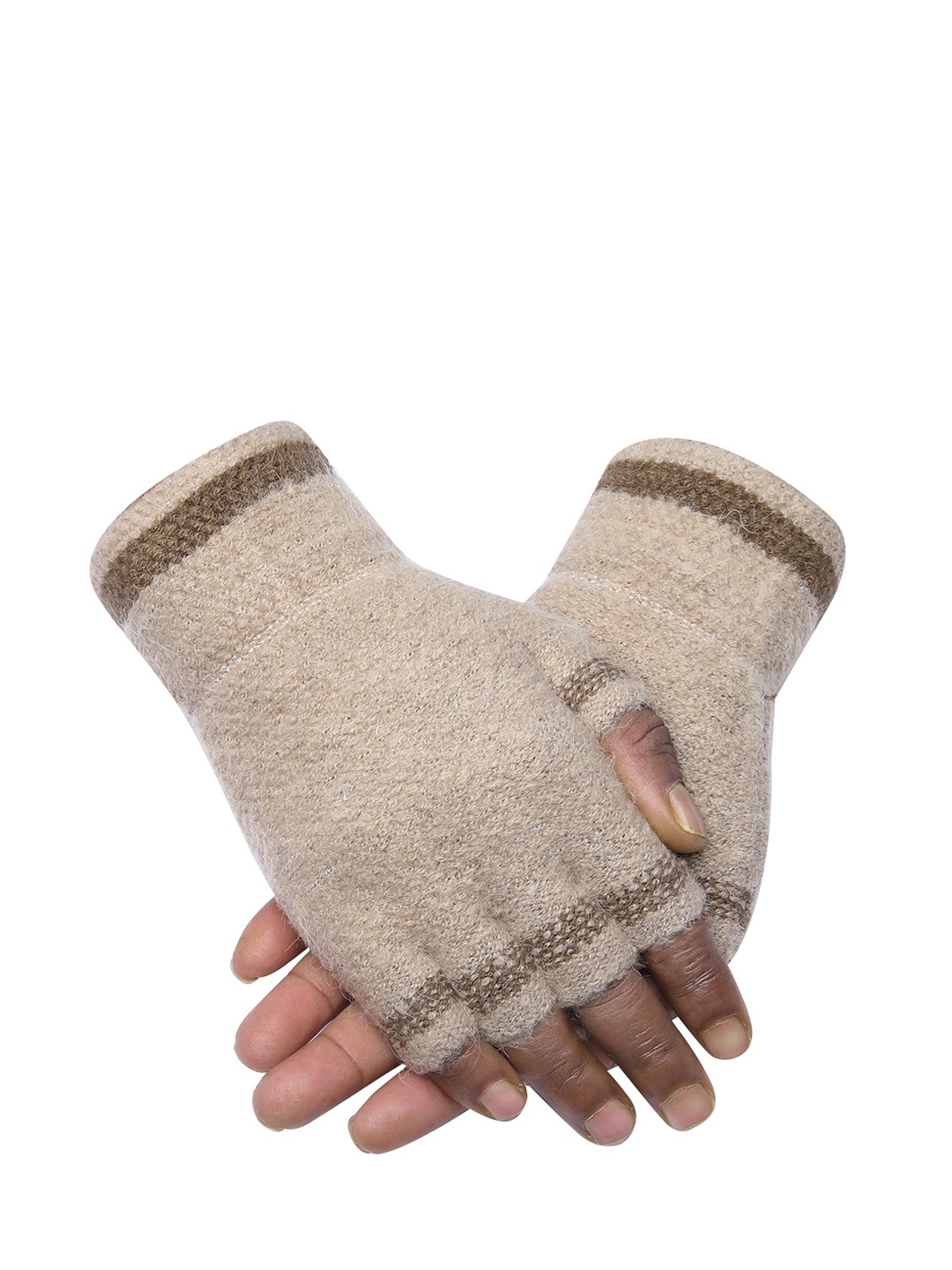 

LOOM LEGACY Men Patterned Winter Acrylic Woollen Gloves, Brown