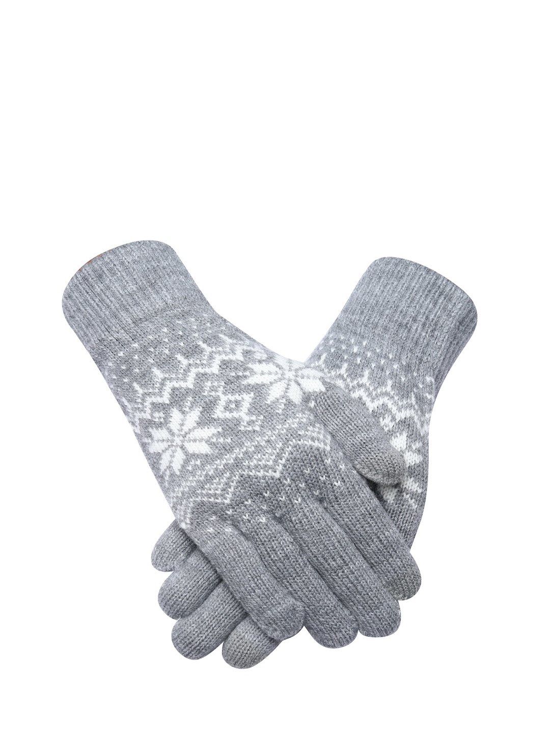 

LOOM LEGACY Men Floral Print Winter Acrylic Woolen Hand Gloves, Grey