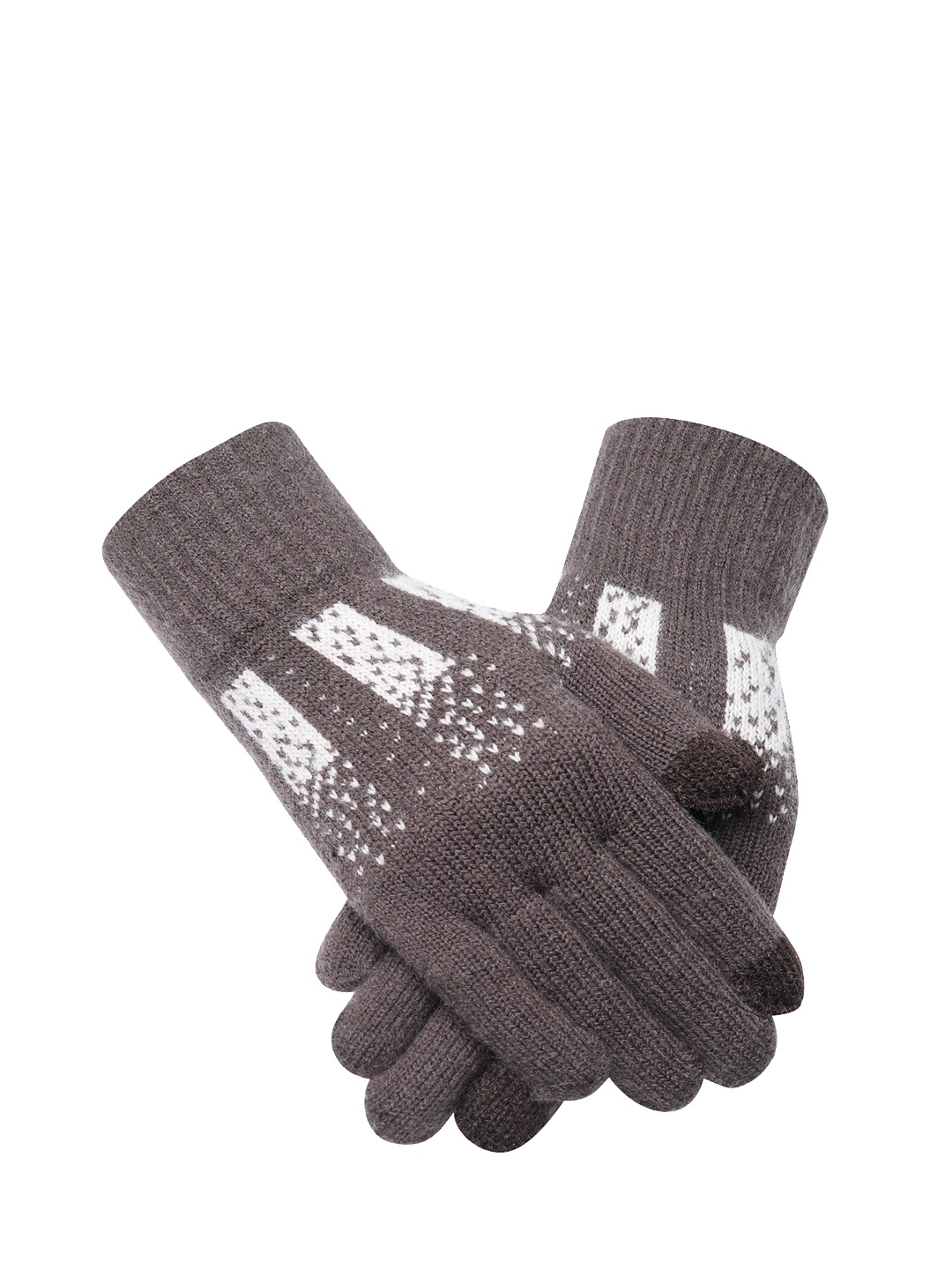 

LOOM LEGACY Men Solid Design Winter Acrylic Woolen Hand Gloves, Brown