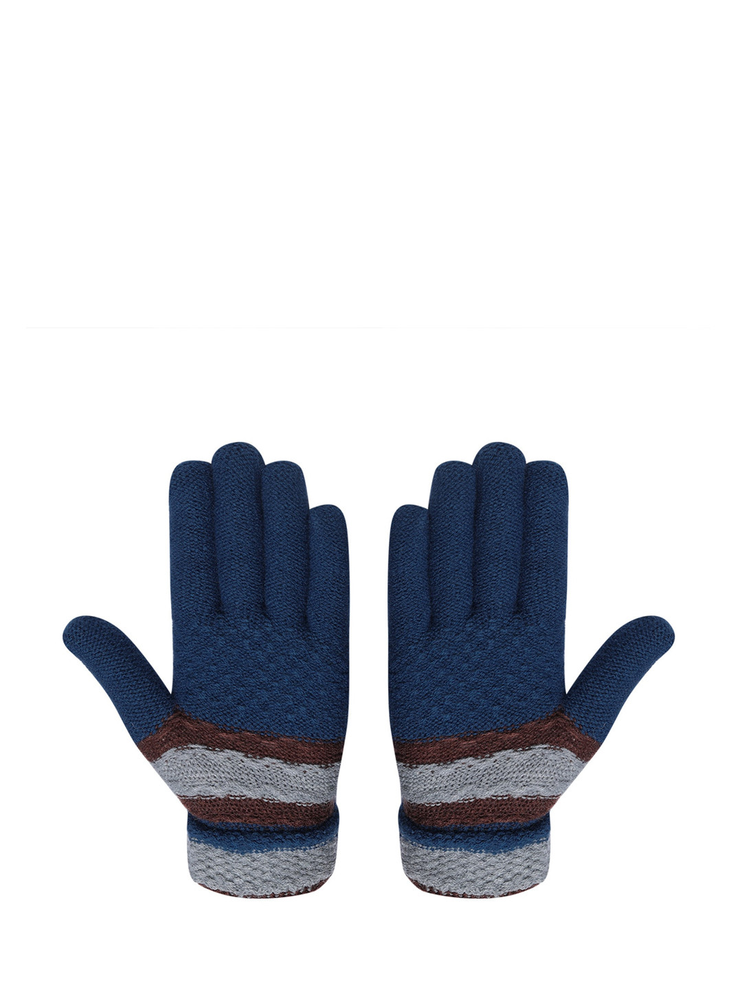 

LOOM LEGACY Men Patterned Winter Acrylic Hand Gloves, Navy blue