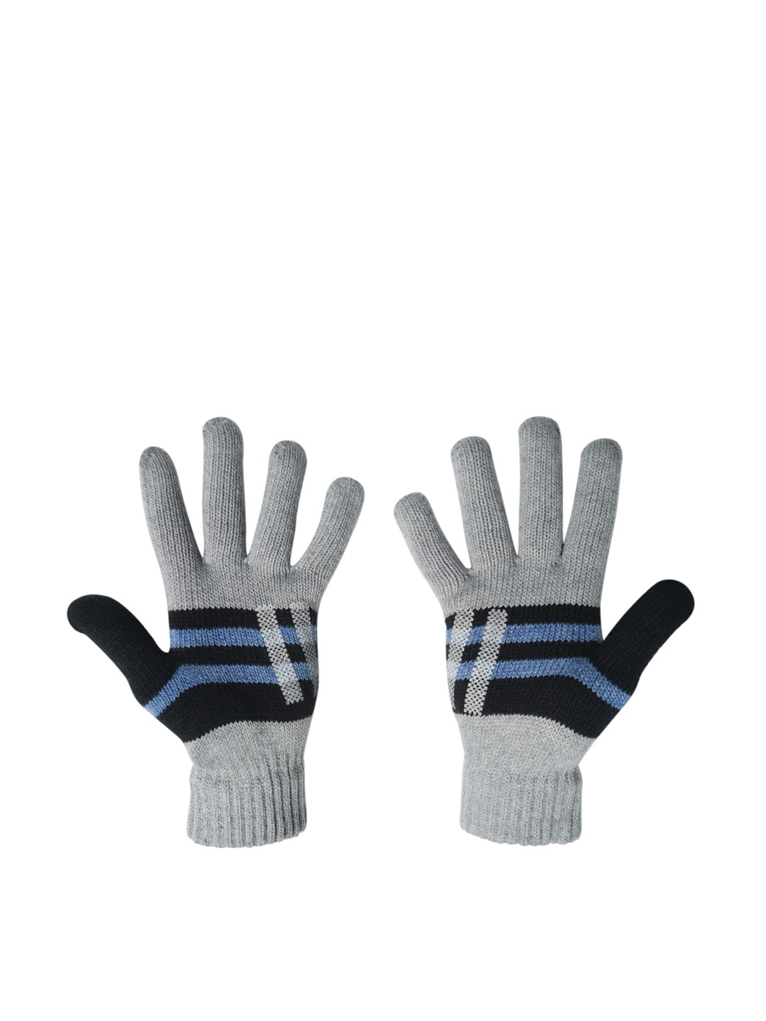 

LOOM LEGACY Men Patterned Winter Acrylic Woollen Hand Gloves, Grey