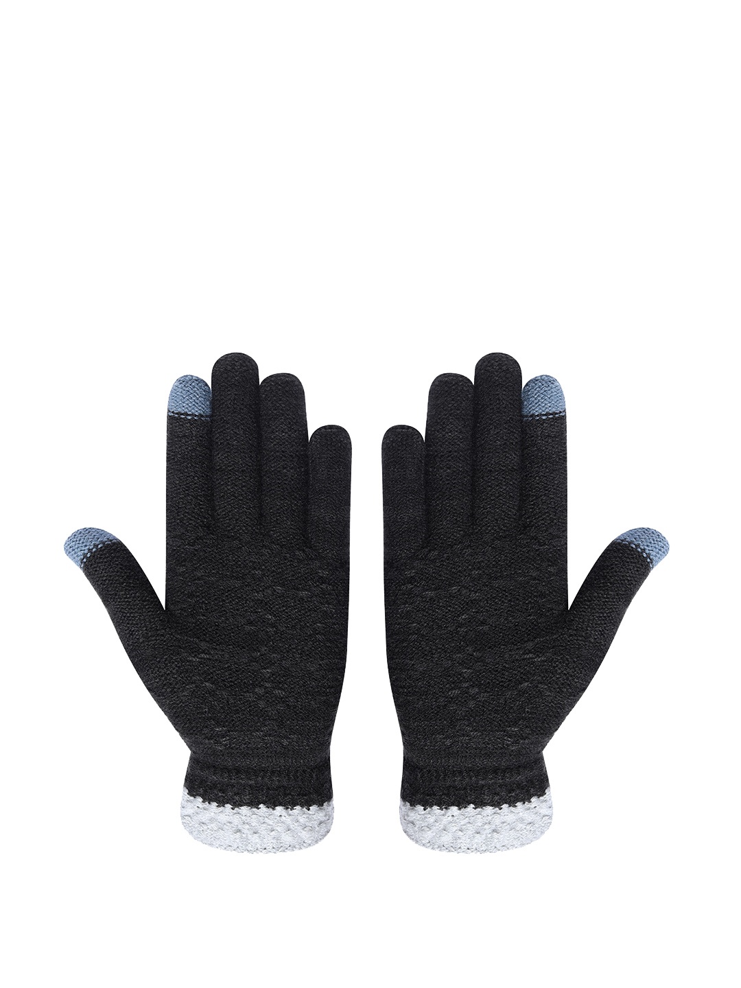

LOOM LEGACY Men Solid Design Winter Acrylic Woolen Hand Gloves, Black
