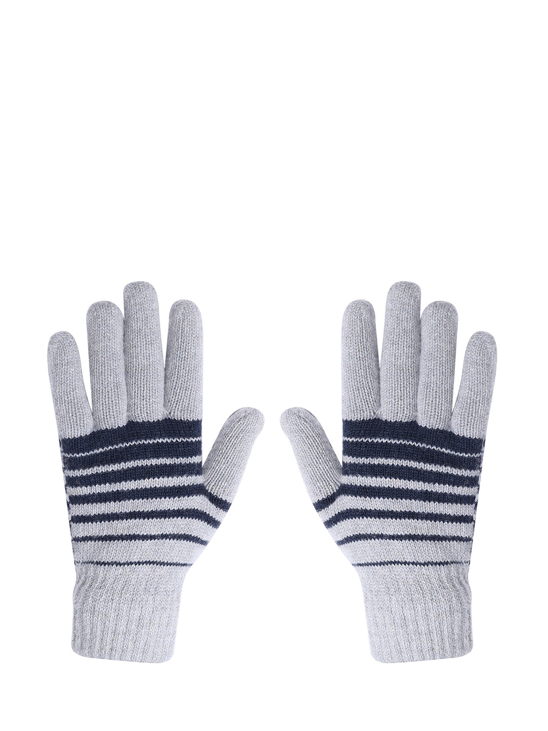 

LOOM LEGACY Men Striped Winter Acrylic Hand Gloves, Grey