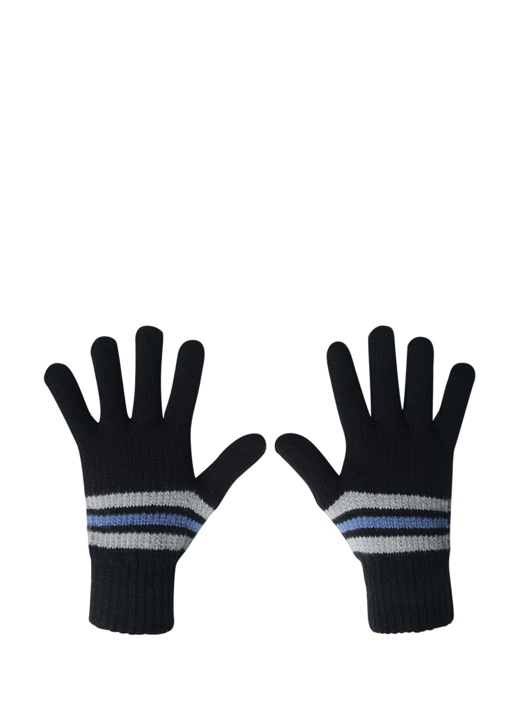 

LOOM LEGACY Men Patterned Winter Acrylic Woollen Hand Gloves, Black