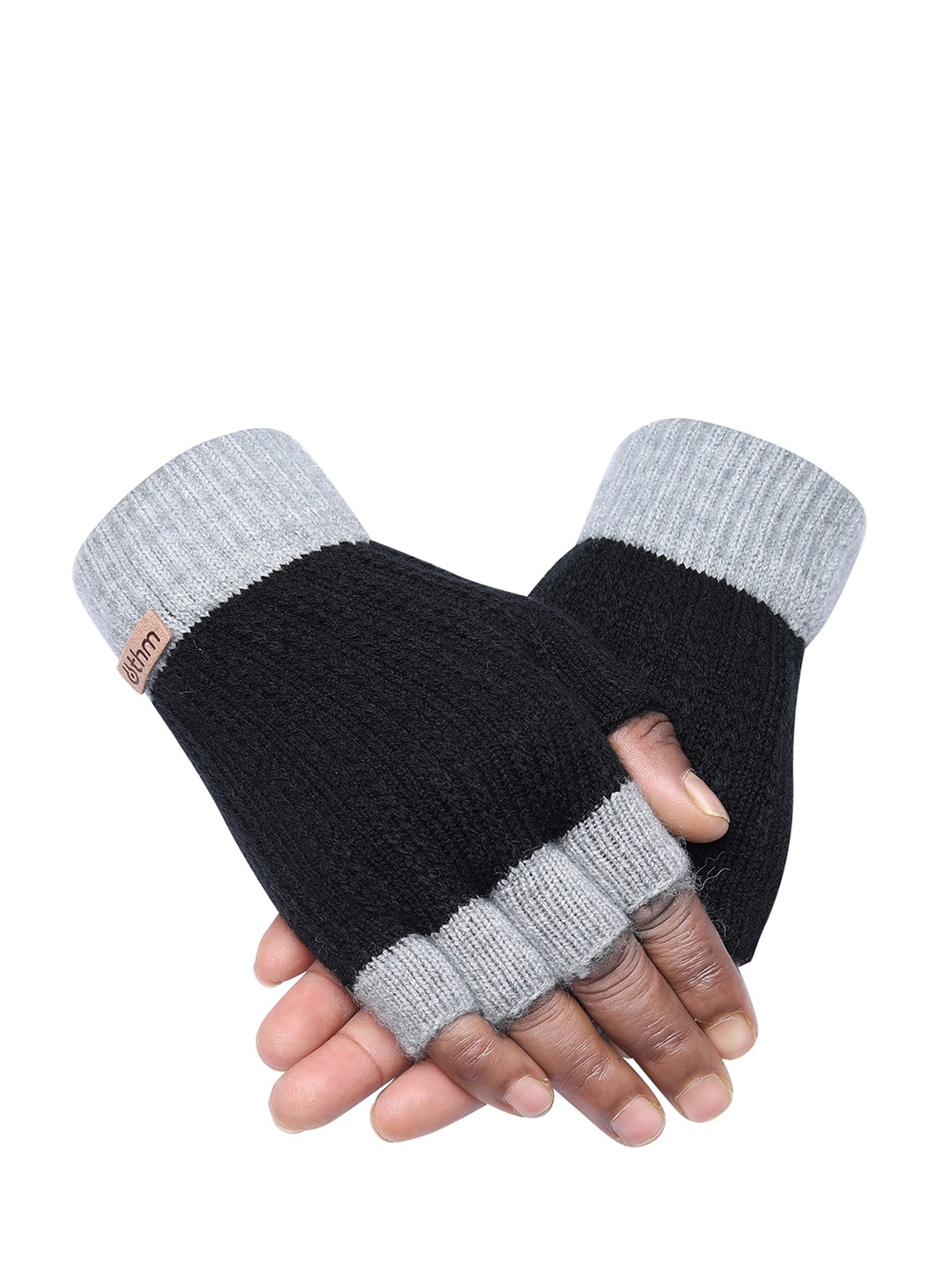 

LOOM LEGACY Men Patterned Winter Acrylic Hand Gloves, Black