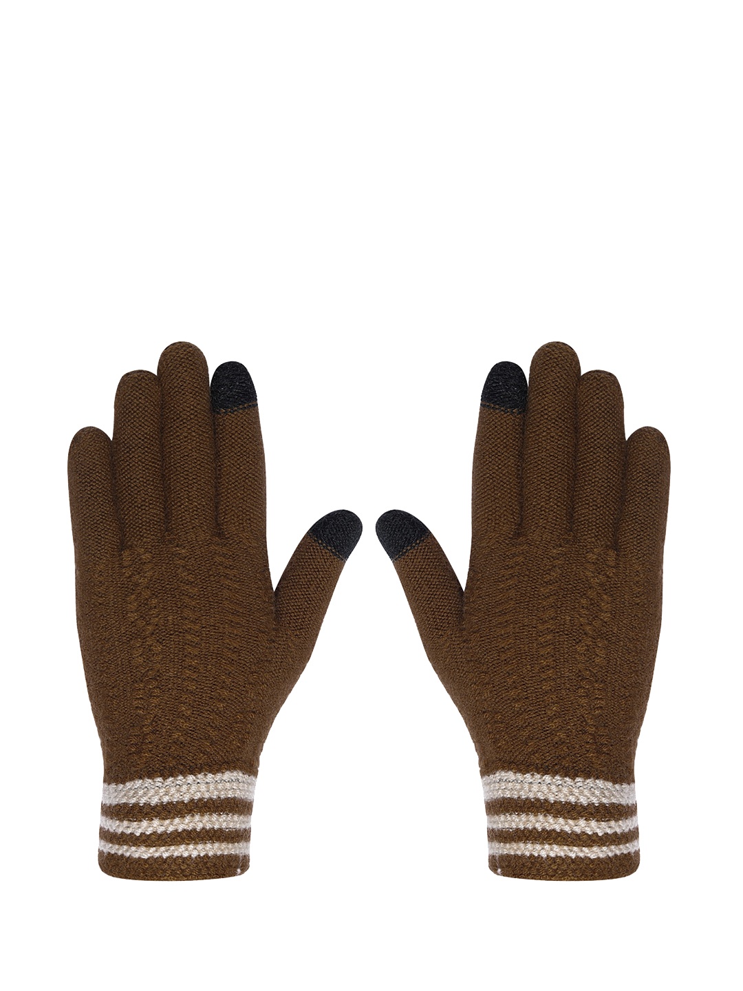 

LOOM LEGACY Men Patterned Winter Acrylic Hand Gloves, Brown