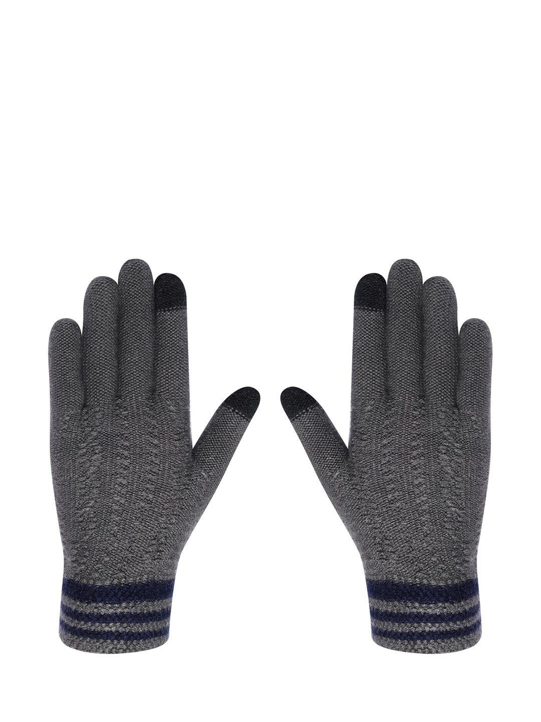 

LOOM LEGACY Men Patterned Winter Acrylic Woollen Hand Gloves, Grey