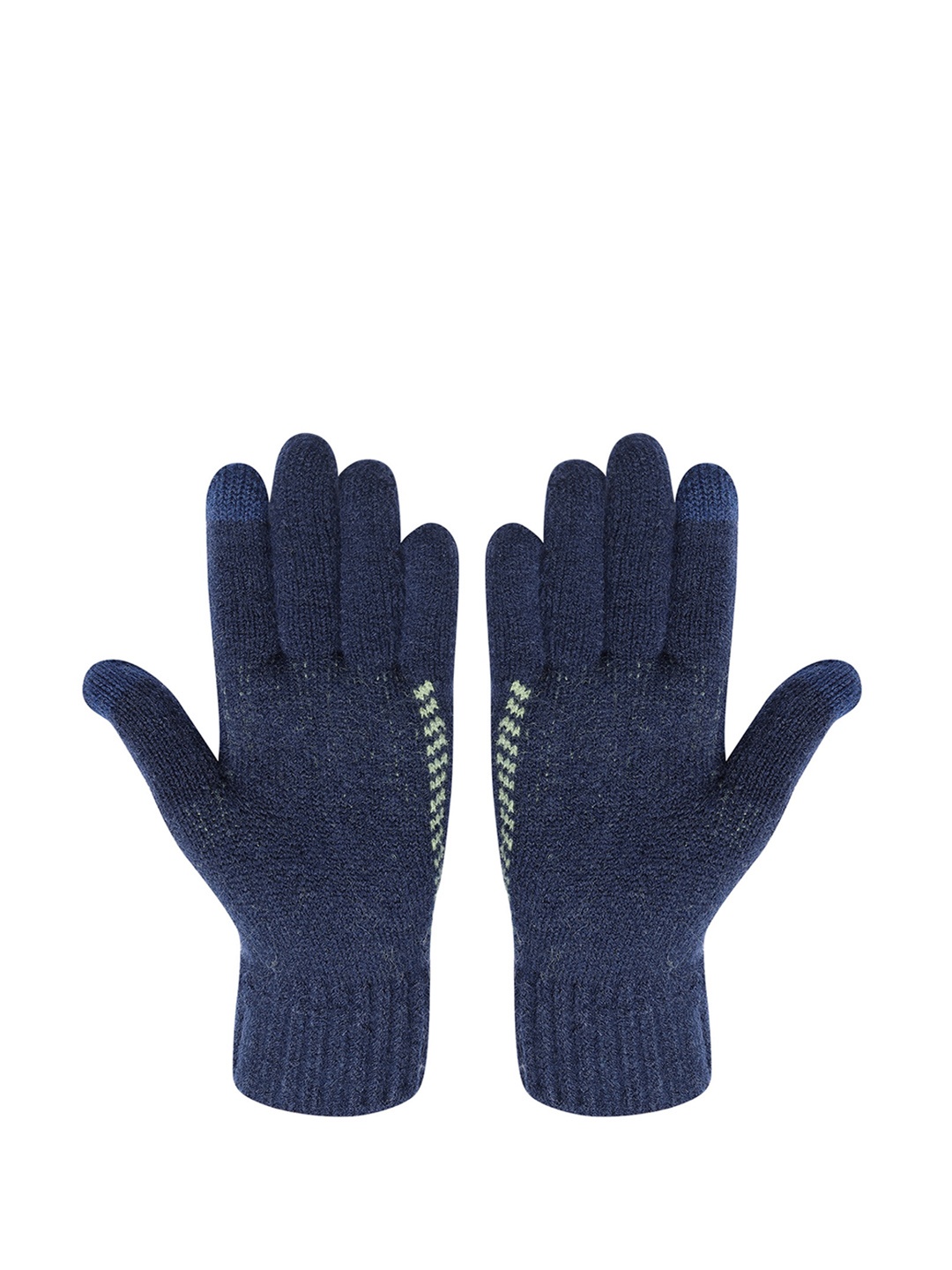 

LOOM LEGACY Men Self Design Winter Acrylic Woolen Hand Gloves, Navy blue