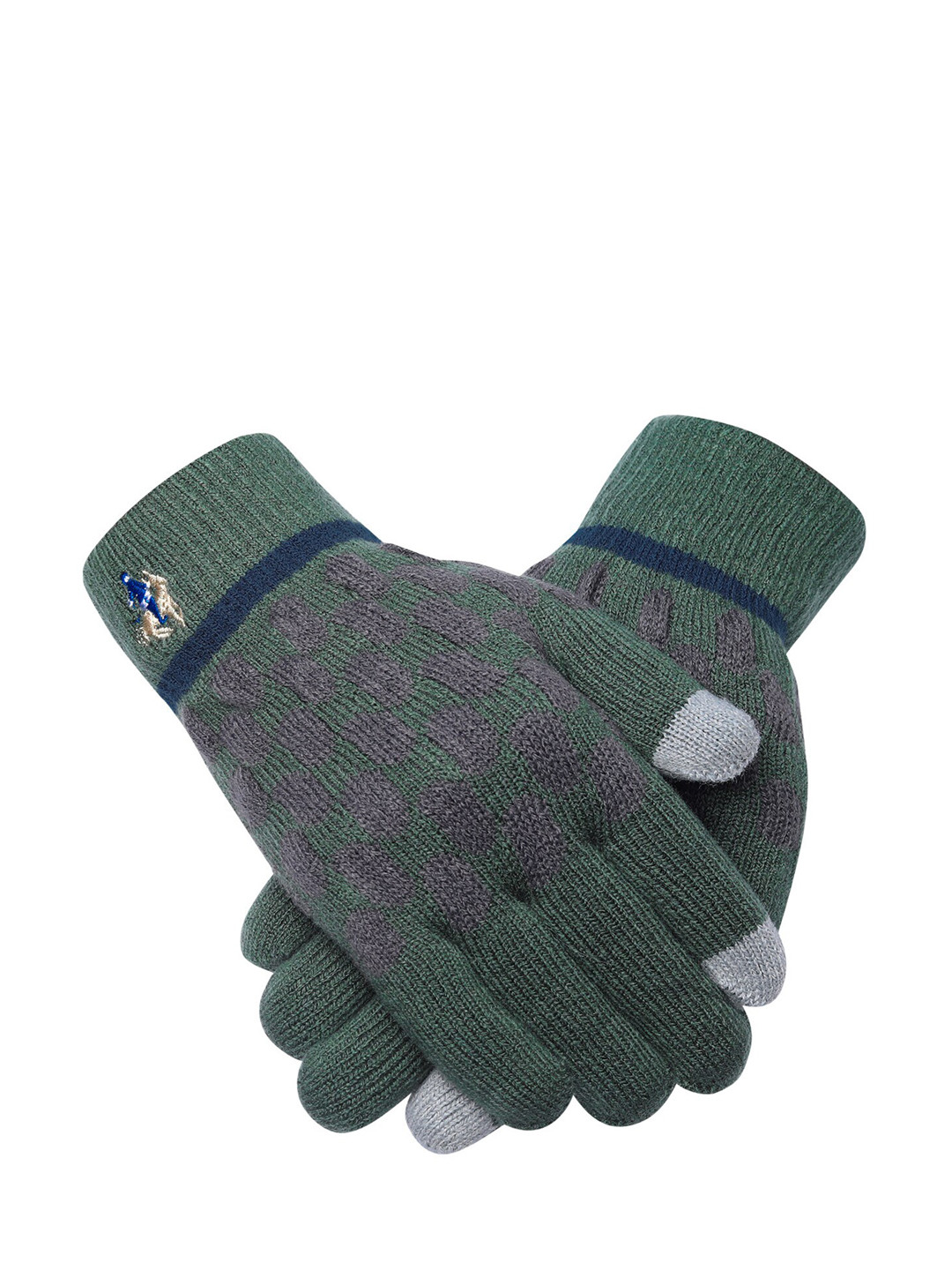 

LOOM LEGACY Men Patterned Winter Acrylic Woollen Gloves, Green
