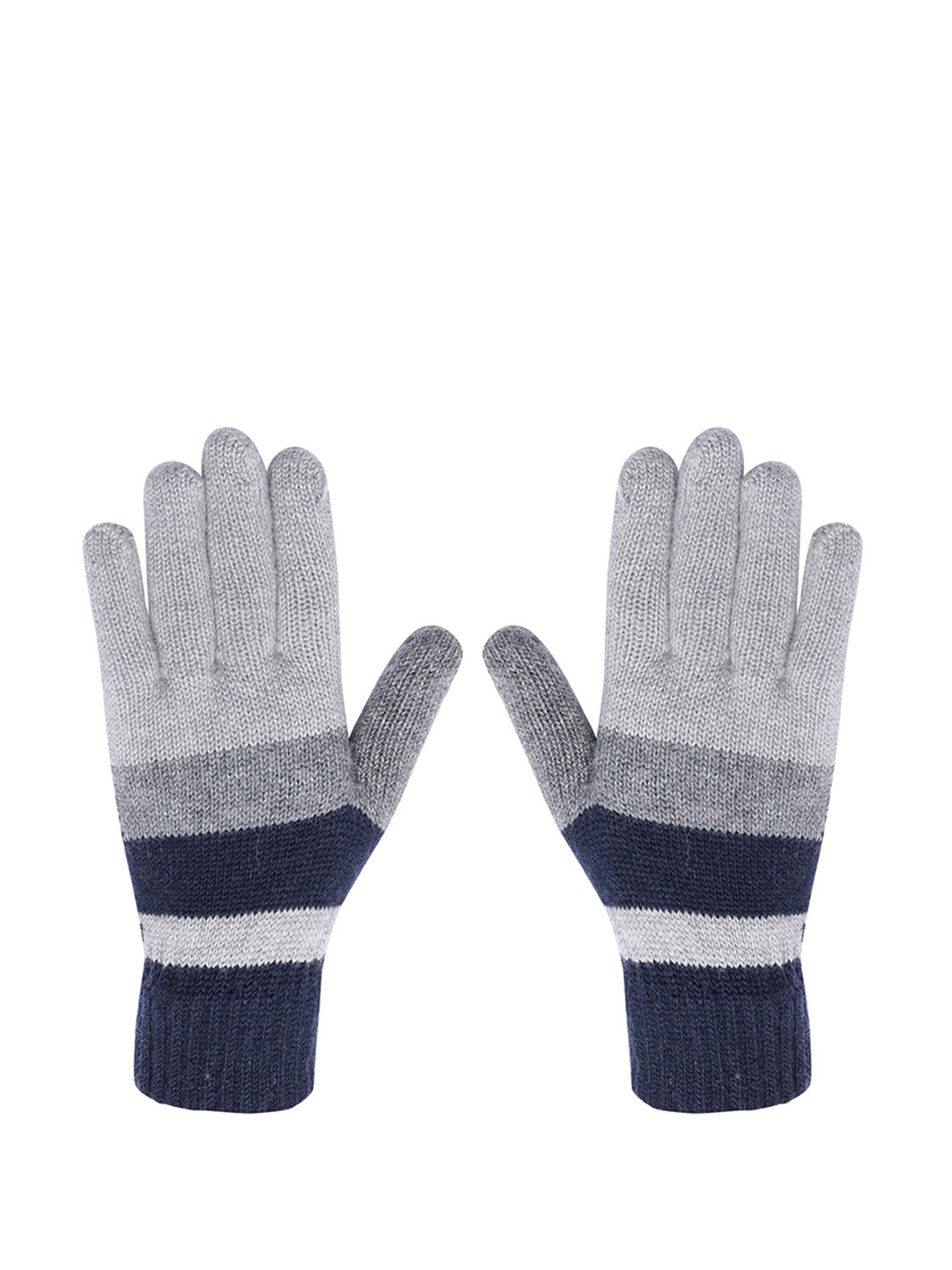 

LOOM LEGACY Men Checkered Acrylic Woolen Hand Gloves, Grey