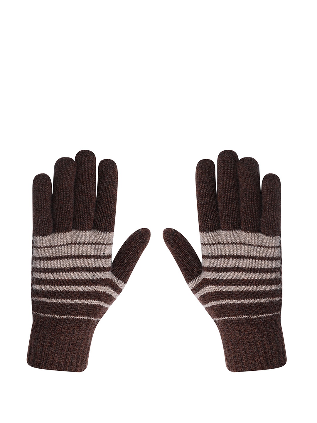

LOOM LEGACY Men Winter Acrylic Woollen Gloves, Brown