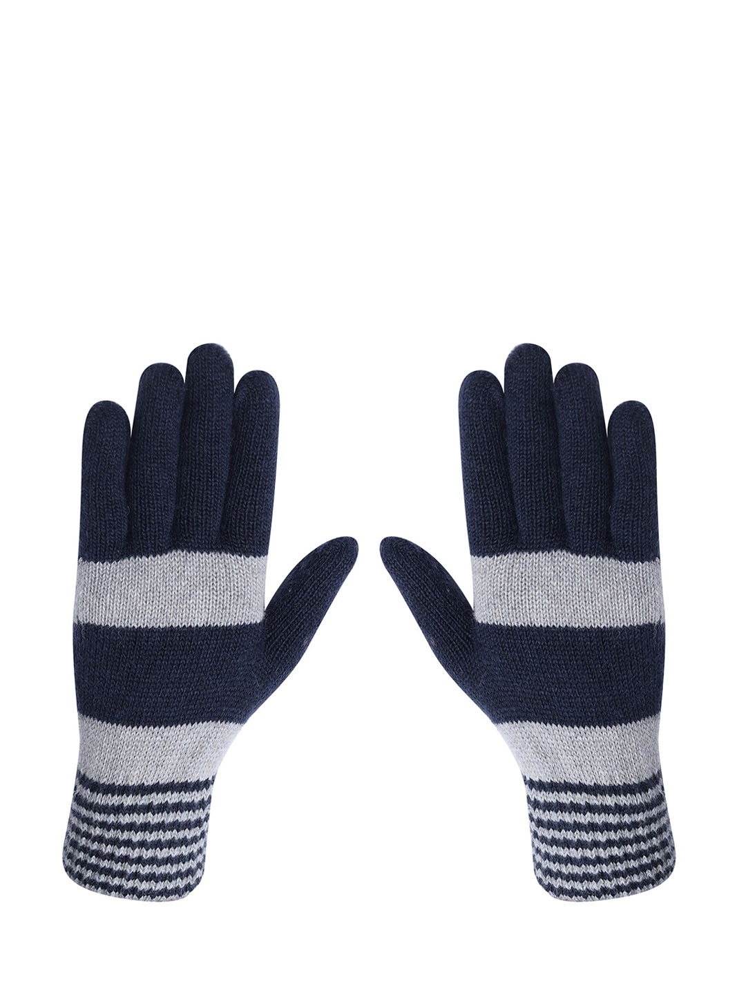 

LOOM LEGACY Men Colorblocked Winter Acrylic Hand Gloves, Navy blue
