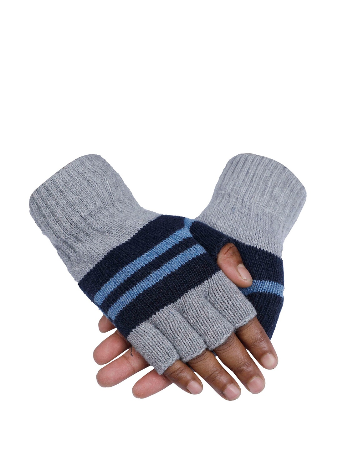 

LOOM LEGACY Men Patterned Winter Acrylic Woollen Hand Gloves, Grey