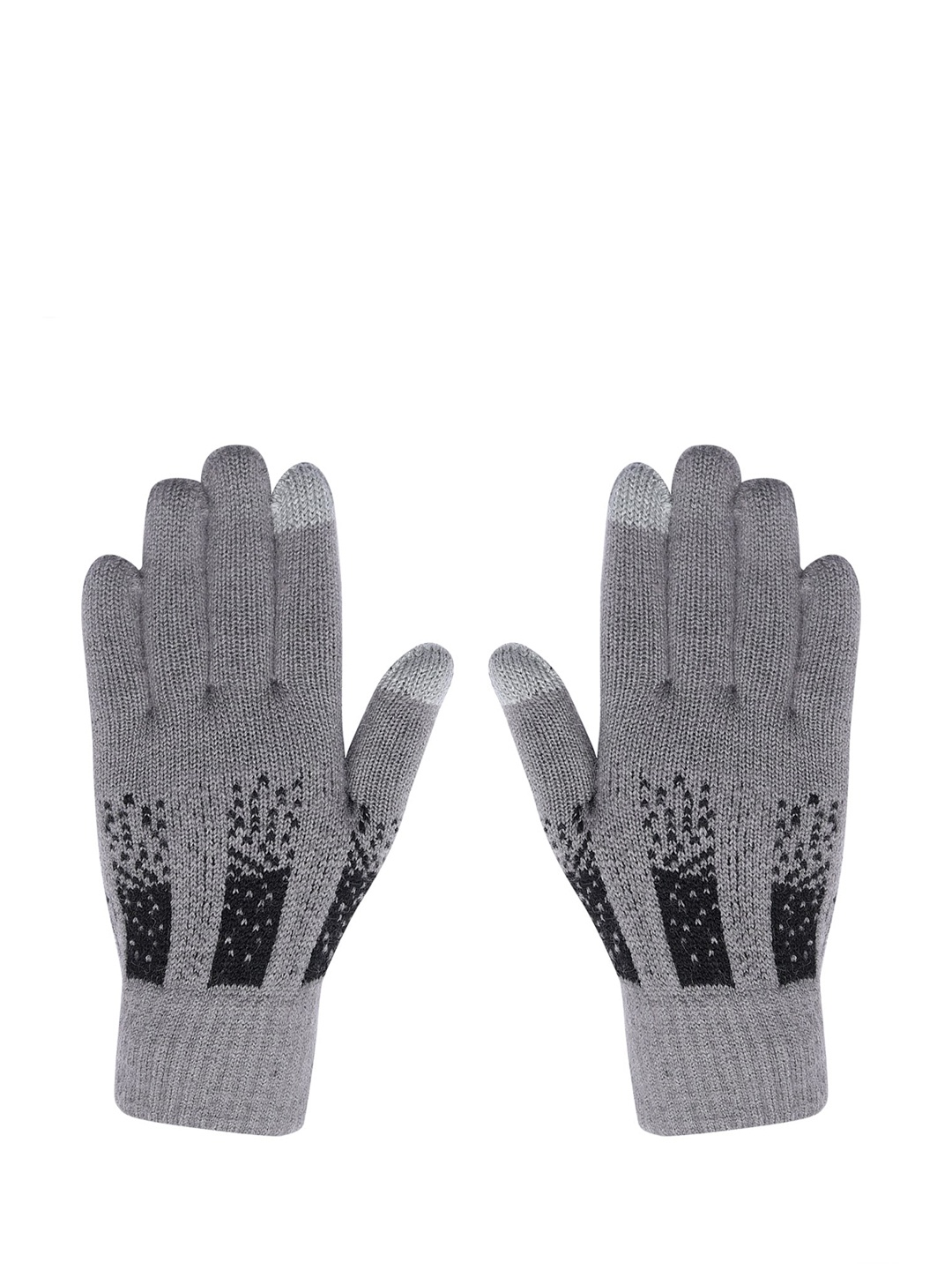 

LOOM LEGACY Men Patterned Winter Acrylic Hand Gloves, Grey