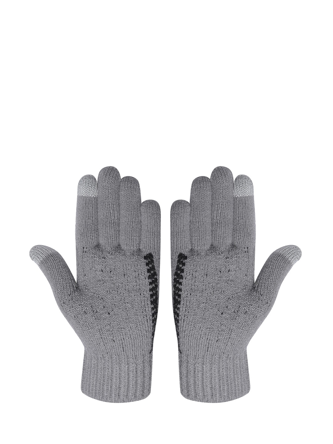 

LOOM LEGACY Men Patterned Winter Acrylic Woollen Hand Gloves, Grey