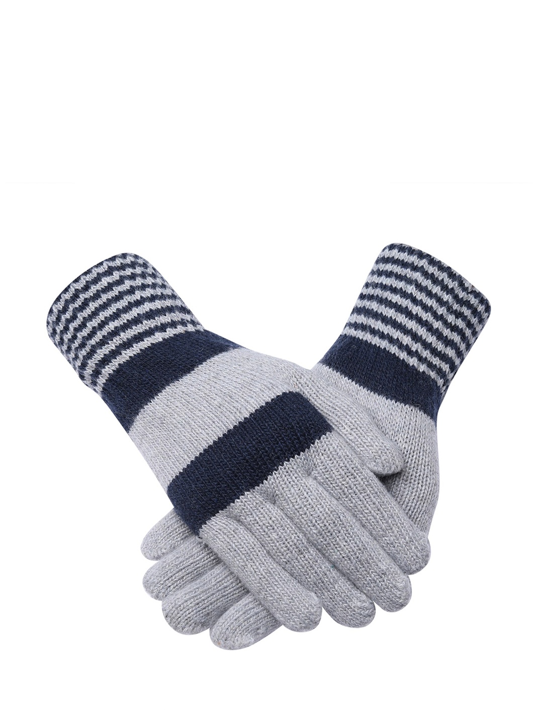 

LOOM LEGACY Men Patterned Winter Acrylic Woollen Hand Gloves, Grey