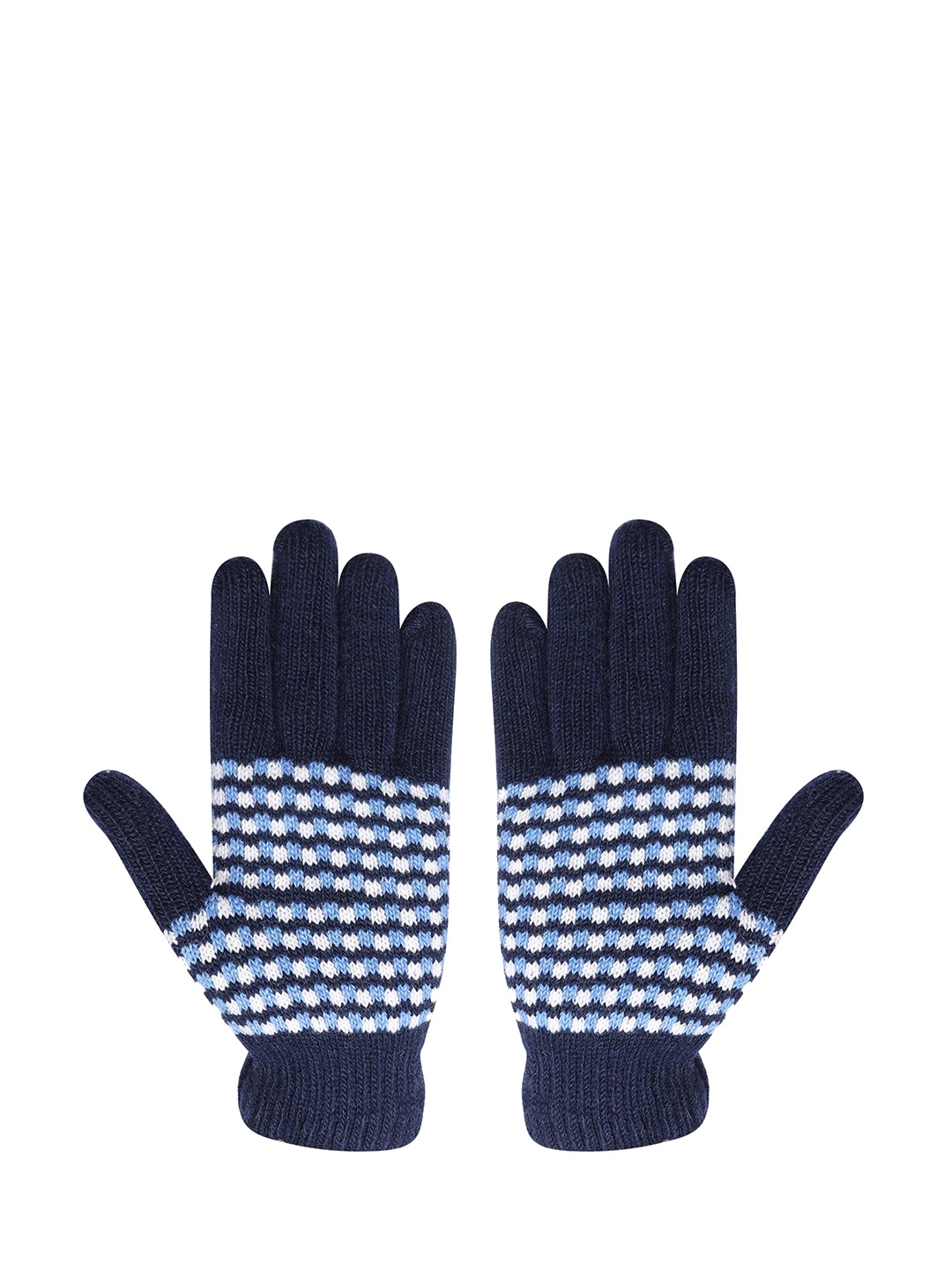 

LOOM LEGACY Men Solid Design Winter Acrylic Woolen Hand Gloves, Navy blue