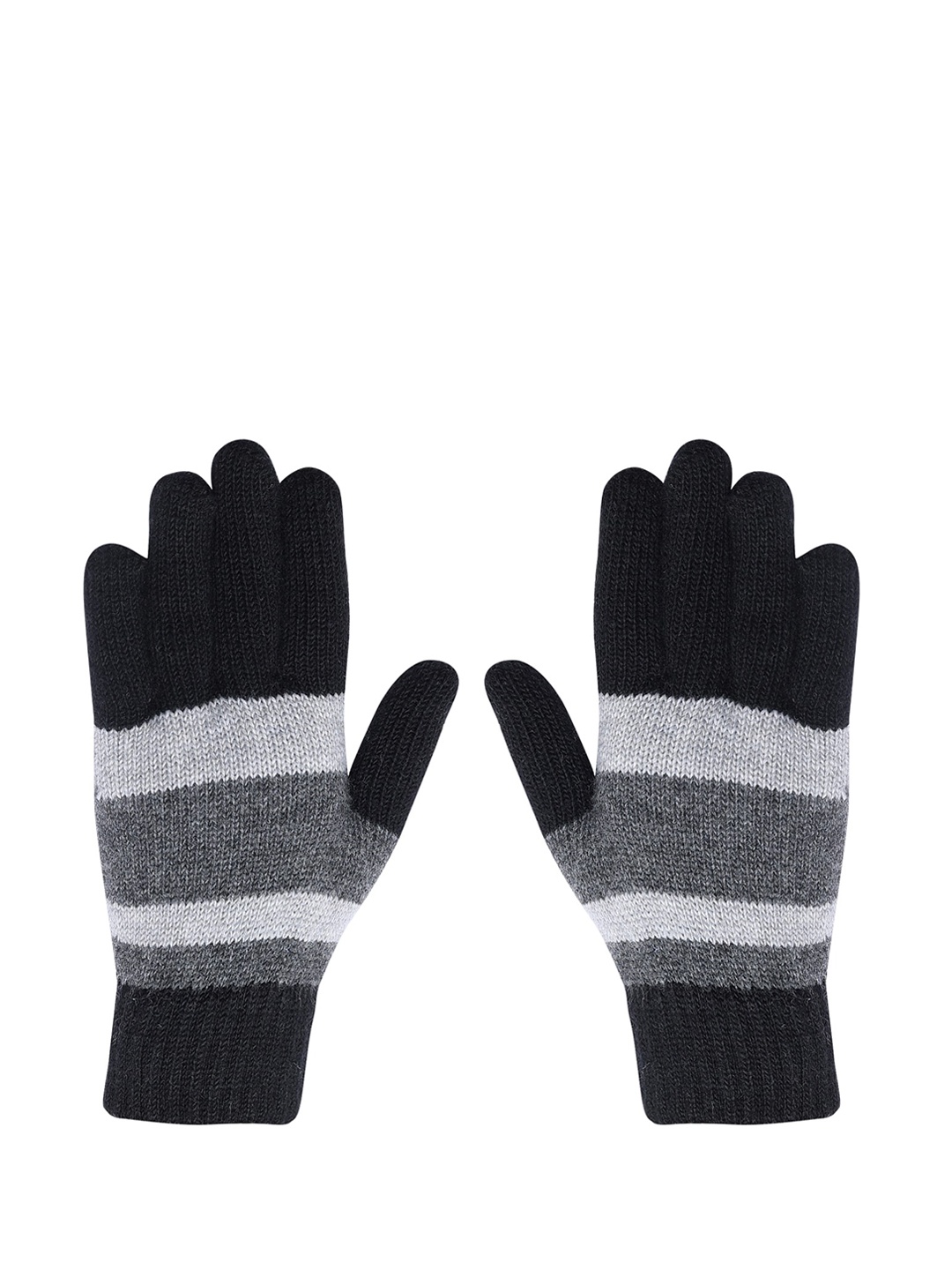 

LOOM LEGACY Men Colorblocked Winter Acrylic Hand Gloves, Black
