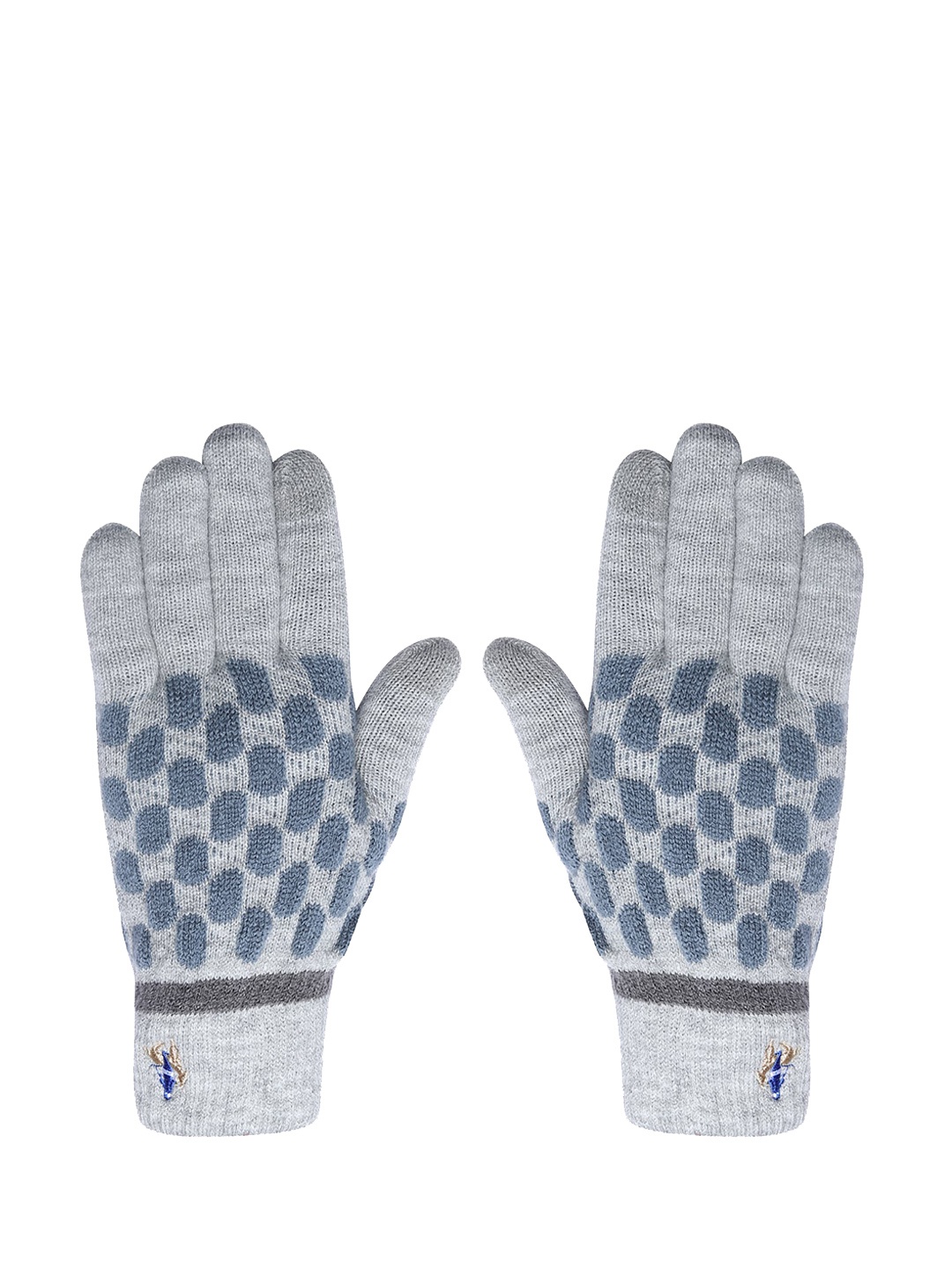 

LOOM LEGACY Men Patterned Winter Acrylic Woollen Hand Gloves, Grey