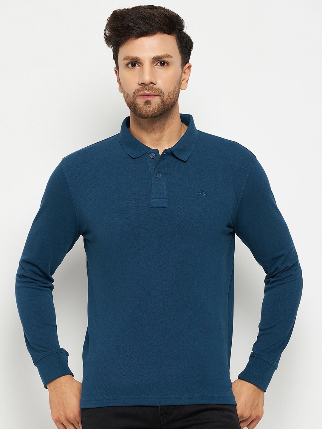 

98 Degree North Polo Collar Long Sleeve Cotton Regular T-shirt, Teal