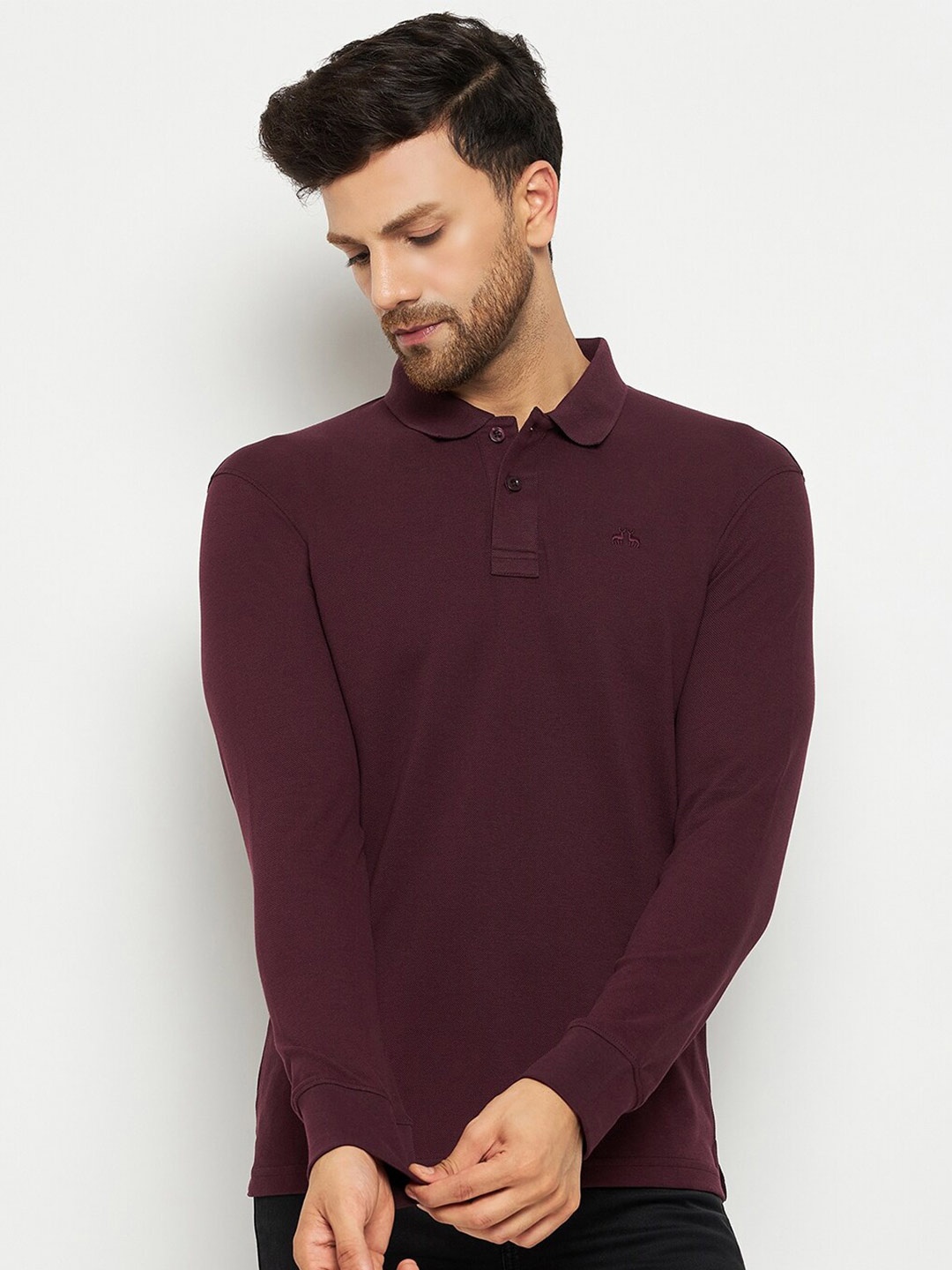 

98 Degree North Polo Collar Cotton T-shirt, Burgundy