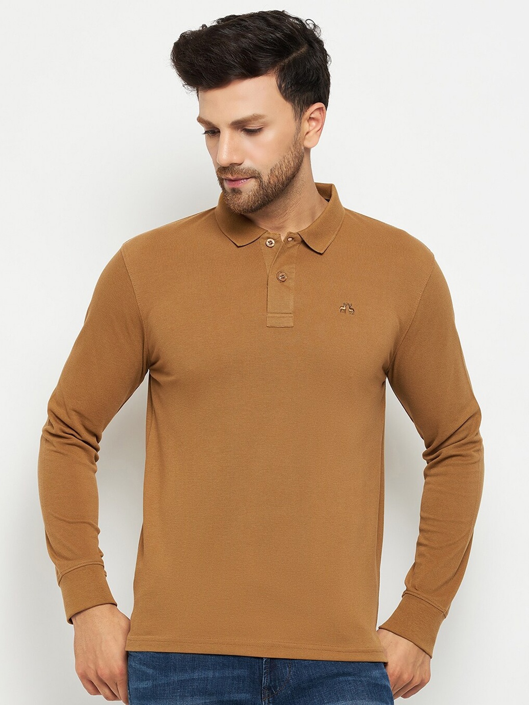 

98 Degree North Polo Collar Cotton T-shirt, Khaki