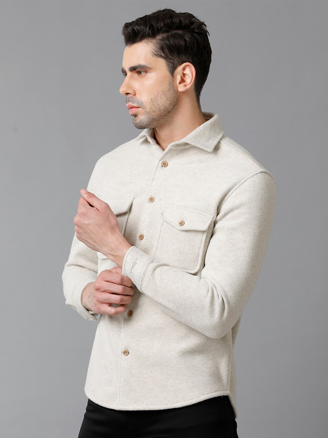 

Aldeno Comfort Regular Fit Spread Collar Long Sleeve Pocket Casual Shirt, Beige