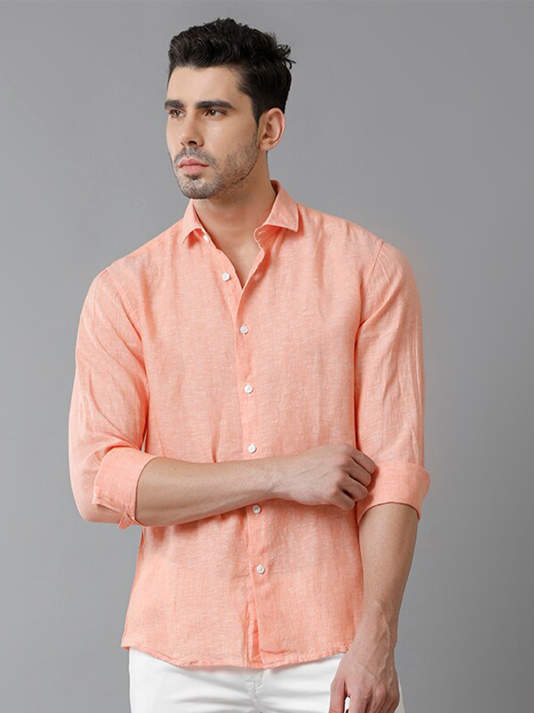 

Aldeno Comfort Regular Fit Long Sleeve Linen Casual Shirt, Orange