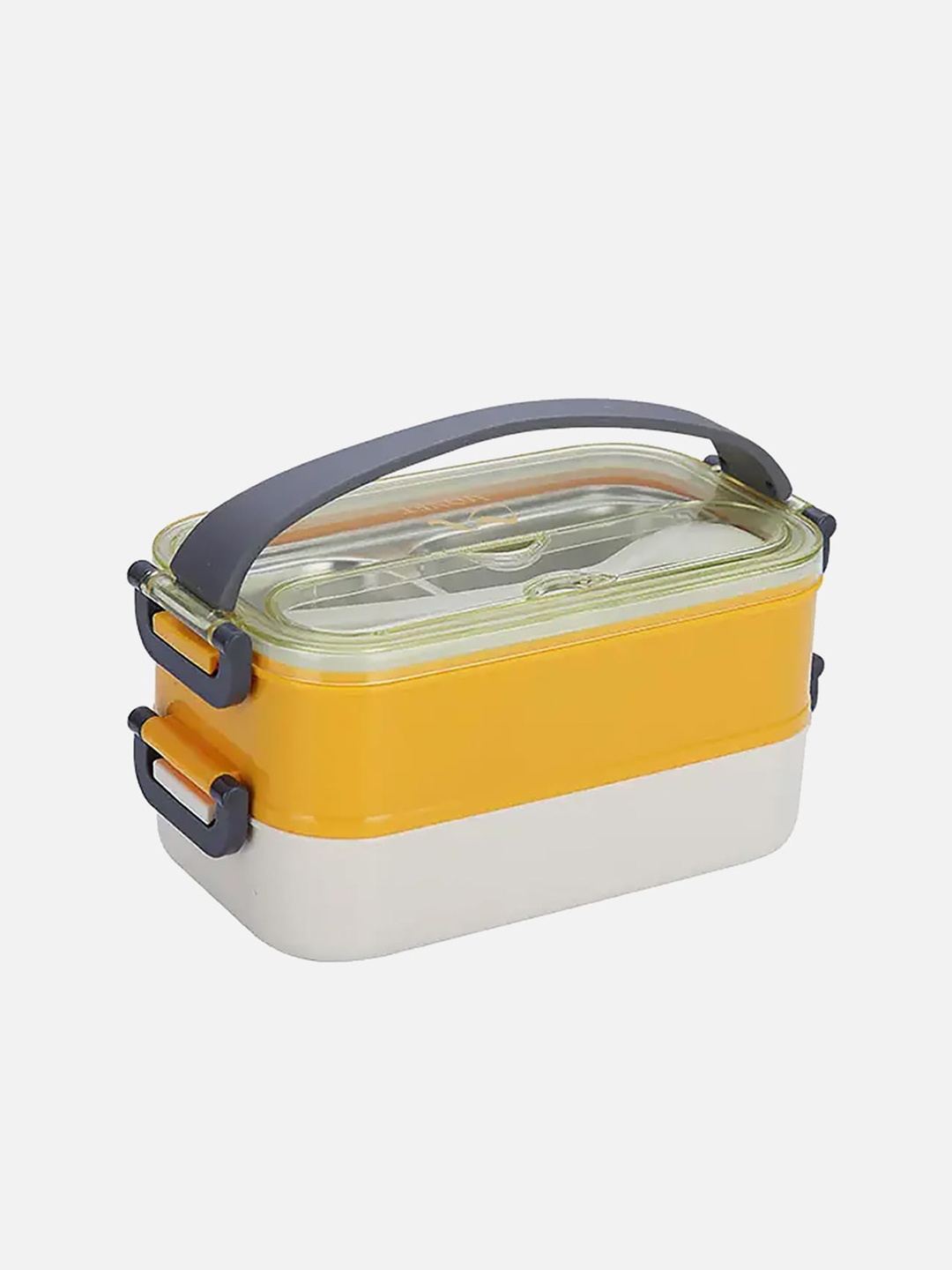

Little Surprise Box LLP Yellow & Grey Double Storey Stainless Steel Lunch Box