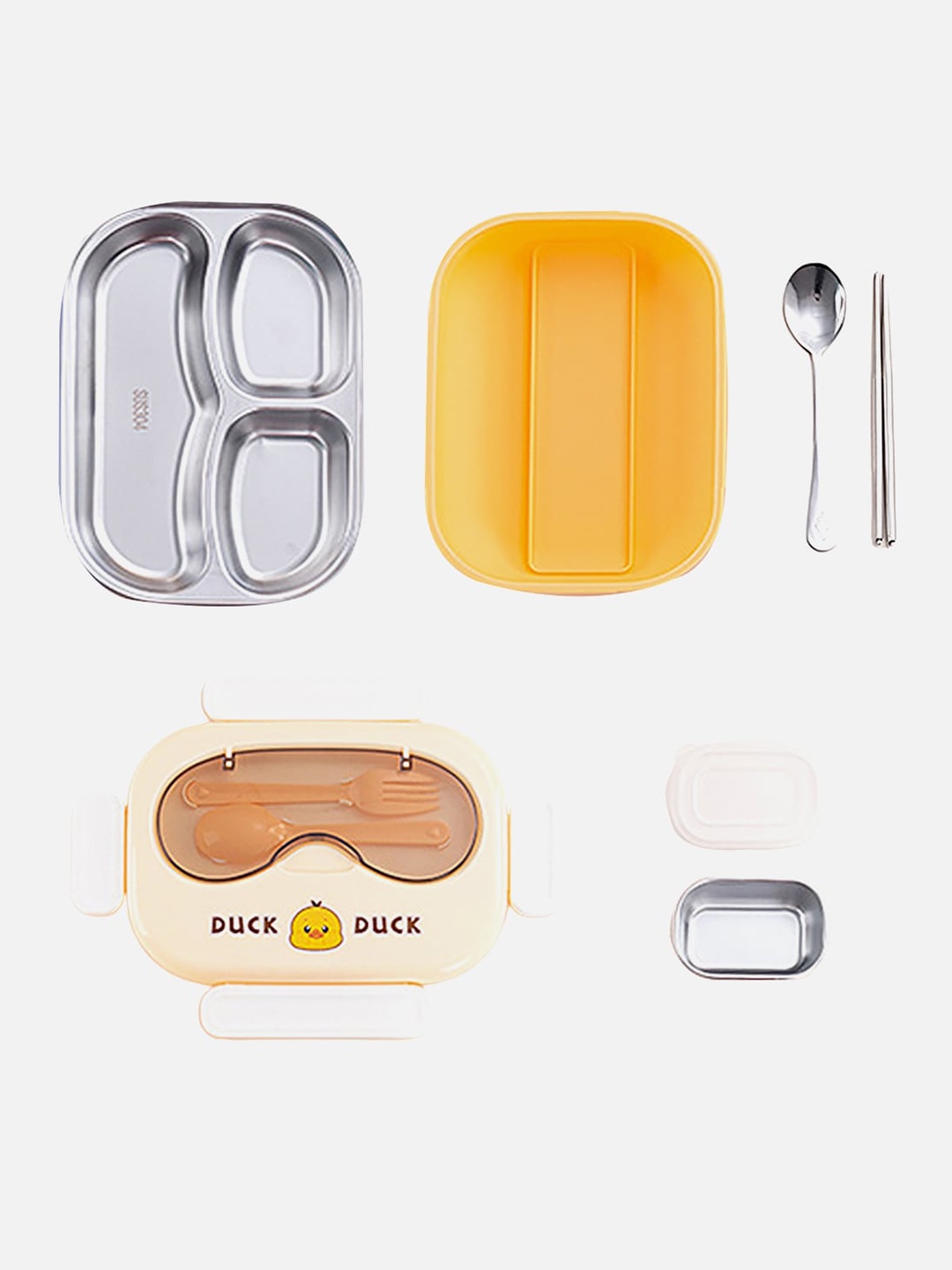 

Little Surprise Box LLP Yellow & Transparent Double Lock Stainless Steel Lunch Box