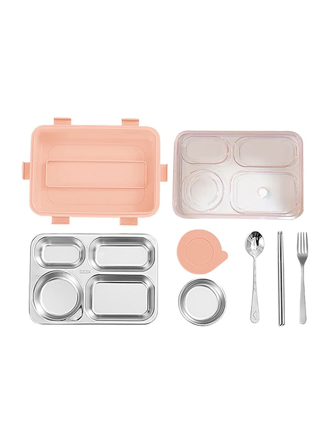 

Little Surprise Box LLP Kids Cream-Coloured Double Lock Stainless Steel Lunch Box